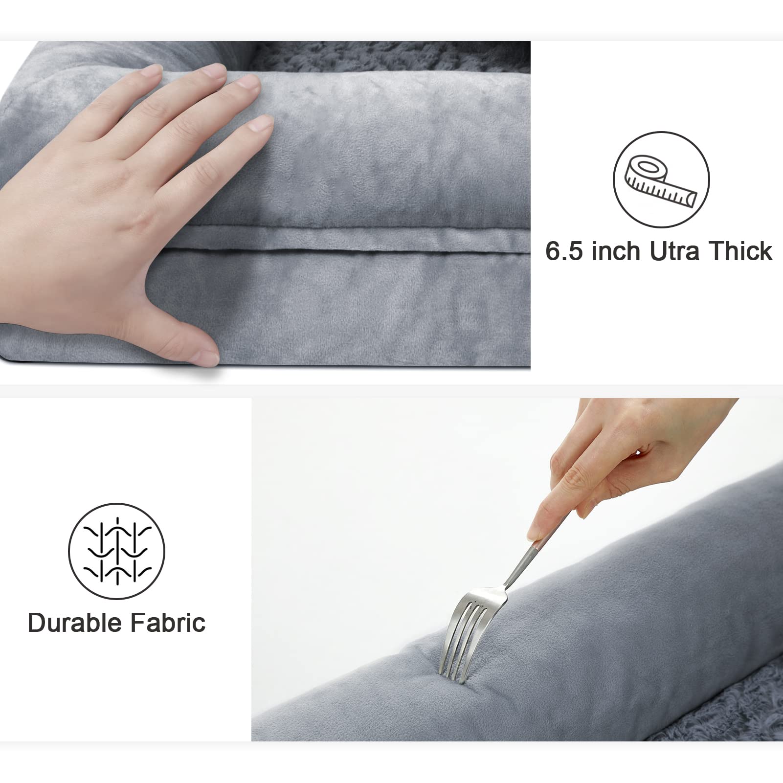 Yiruka Large Dog Bed, Grey Orthopedic Gel Memory Foam Dog Bed, Washable Dog Bed With Removable Cover, Waterproof Non-Slip Bottom Big Dog Couch Bed