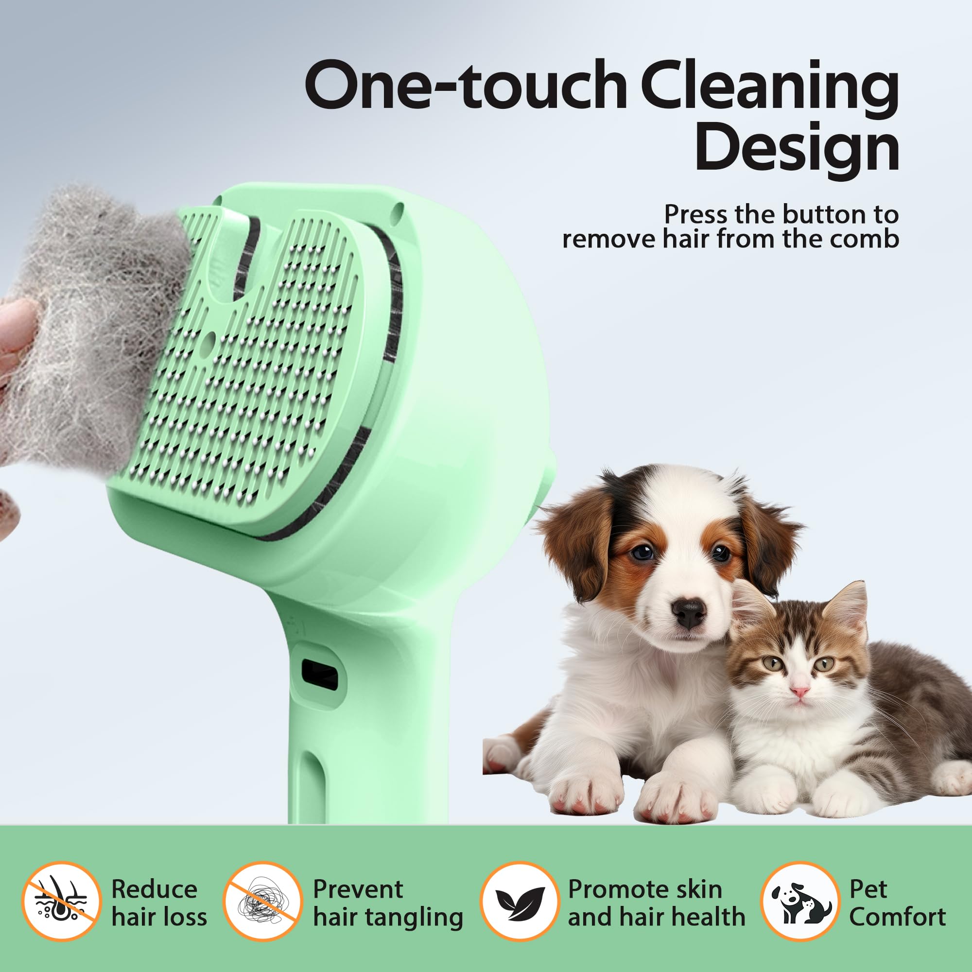 Pet Grooming Brush With Electronic Mist Spray - Gentle Deshedding Tool For Cats & Dogs, Pet Steam Brush,Reduces Shedding, Soft B