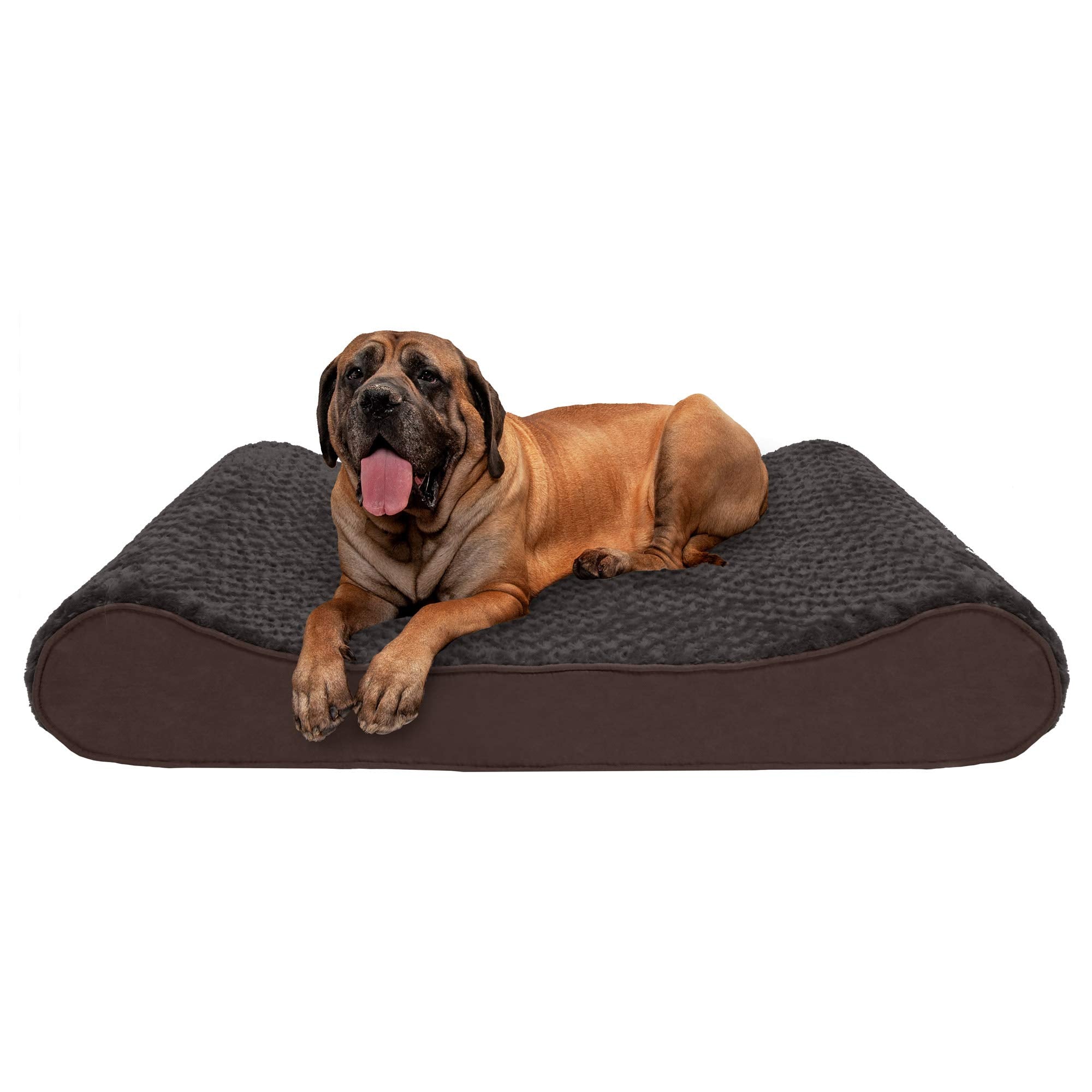Furhaven Cooling Gel Dog Bed for Large Dogs w/ Removable Washable Cover, For Dogs Up to 150 lbs - Ultra Plush Faux Fur & Suede L