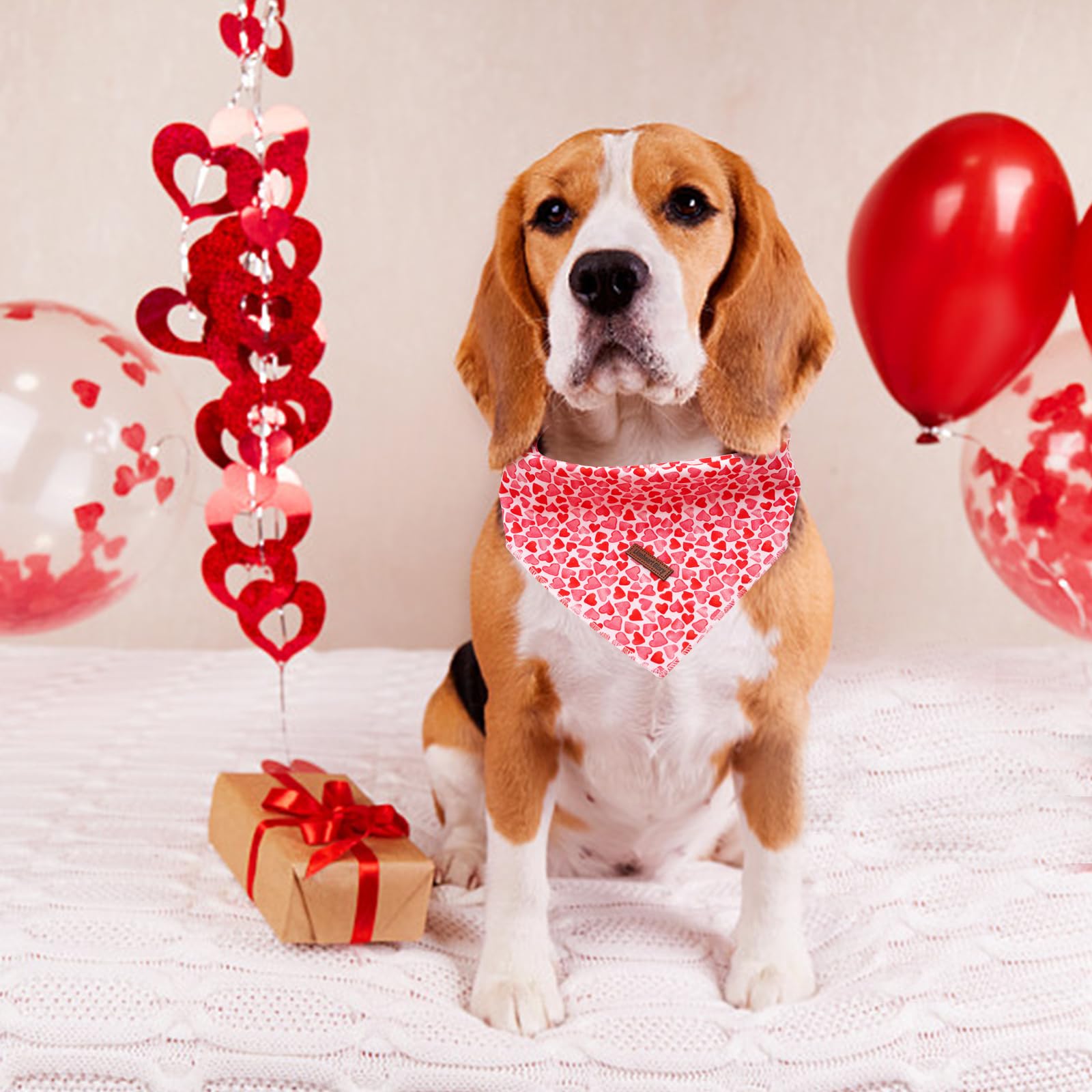 Lionheart Valentine Dog Bandana - Soft, Washable Dog Scarf, Square, Adjustable For Medium To Large Dogs