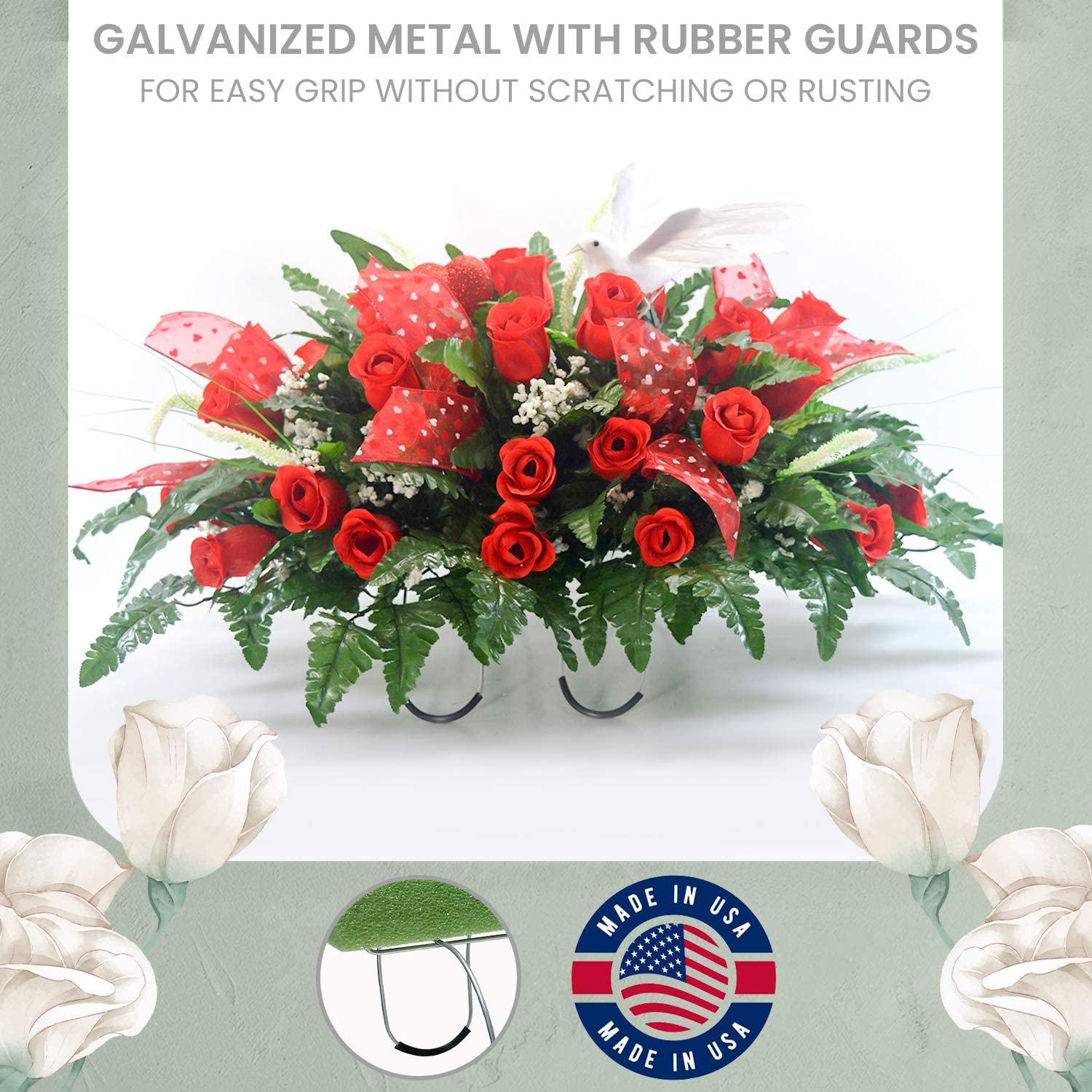 2 Pack 12 Inch Wire Headstone Saddle With Foam Attached Rustproof Galvanized Cemetery Gravestone Saddle Made In Usa