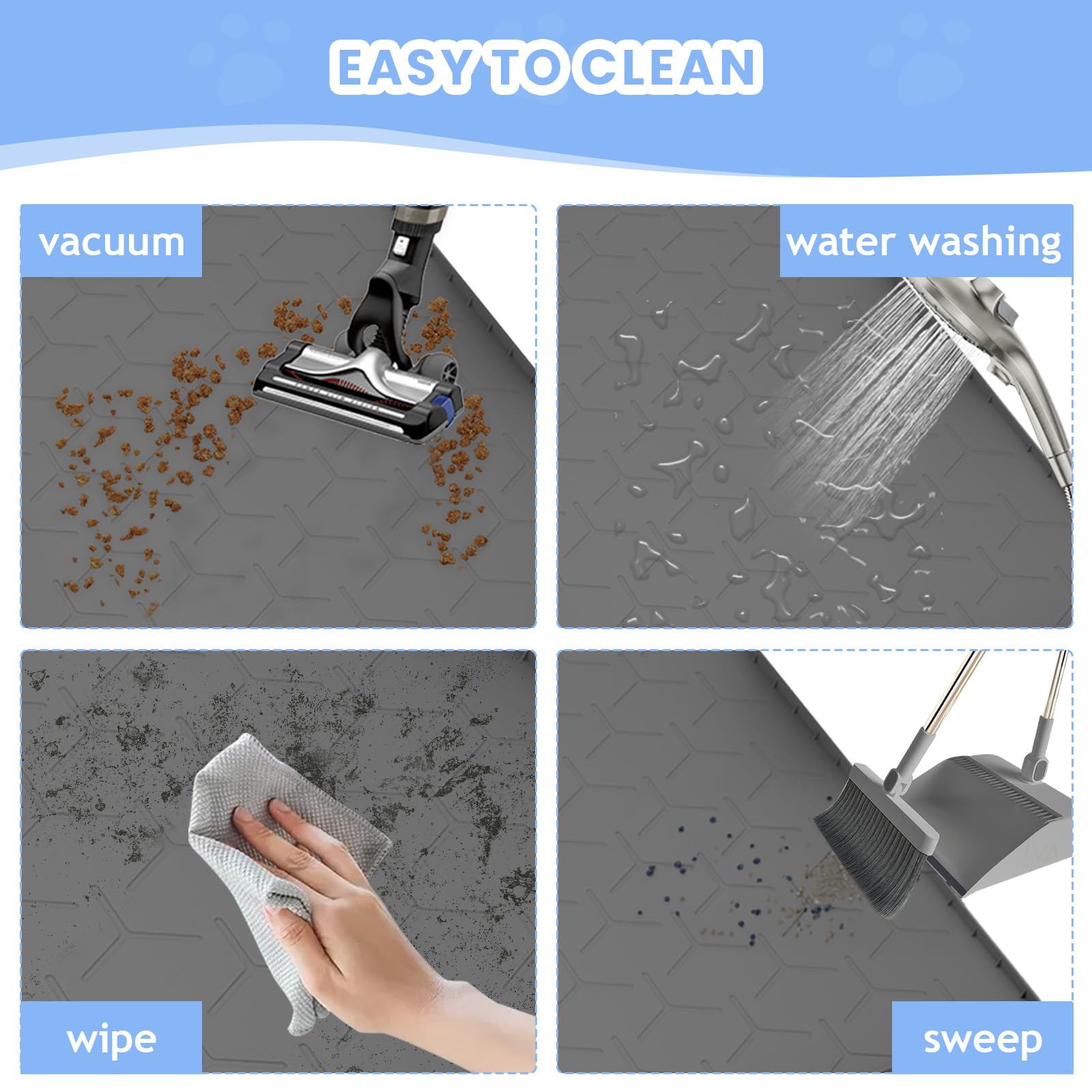 Bulkniu Large Silicone Cat Litter Mat: Easy To Clean Kitty Scratch Pad Soft And Waterproof Litter Box Trapping Mat (22''X34''-Da