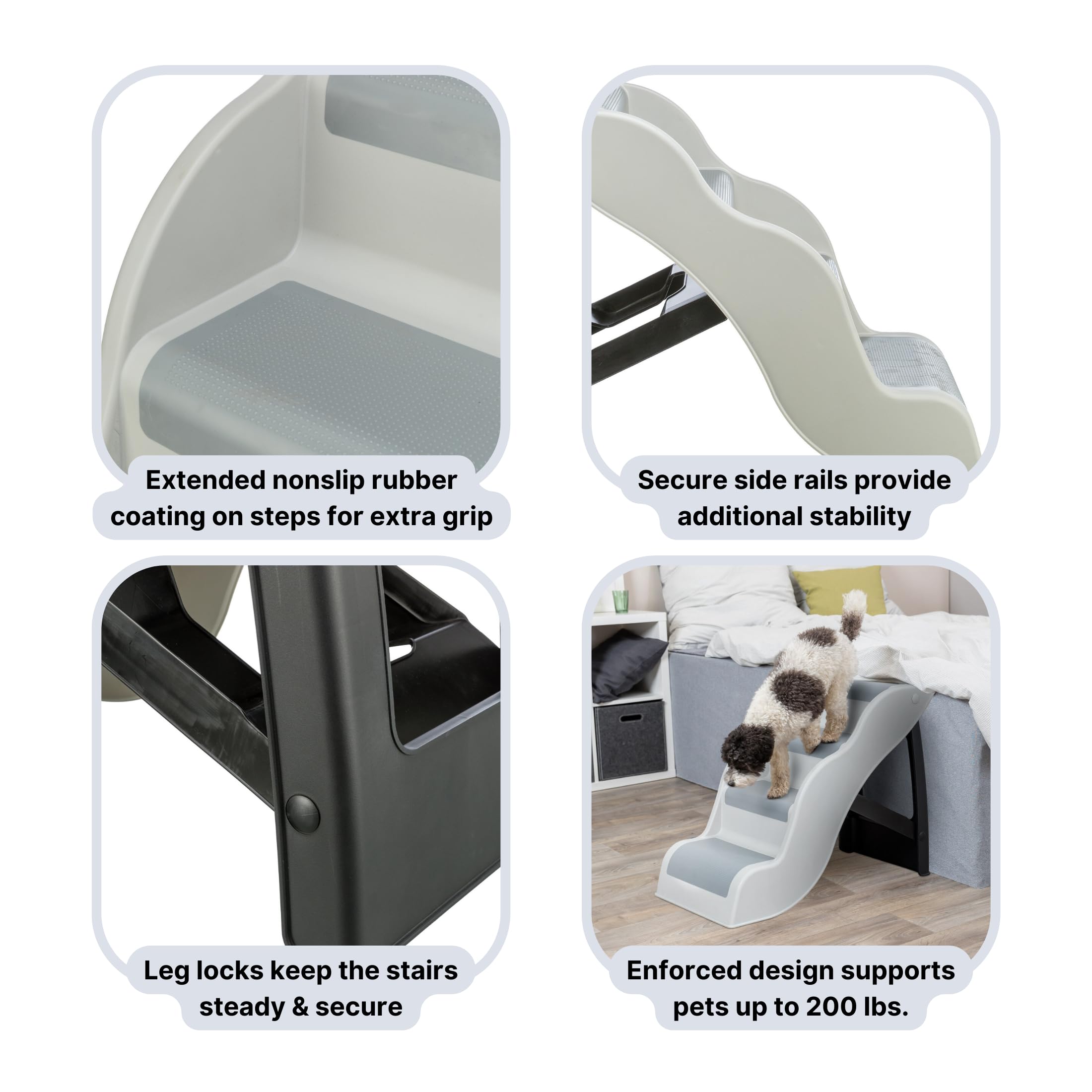 TRIXIE Lightweight Dog Stairs with Non-Slip Rubber Treads - 4 Step Pet Stairs for Beds and Couches - Foldable and Easy to Store