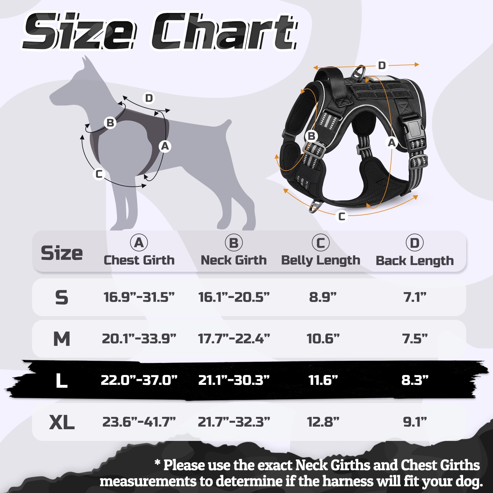 Rabbitgoo Tactical Dog Harness For Large Dogs, No Pull Military Service Vest With Handle & Molle, Easy Control For Training Walking, Adjustable Reflective Straps, Black, L