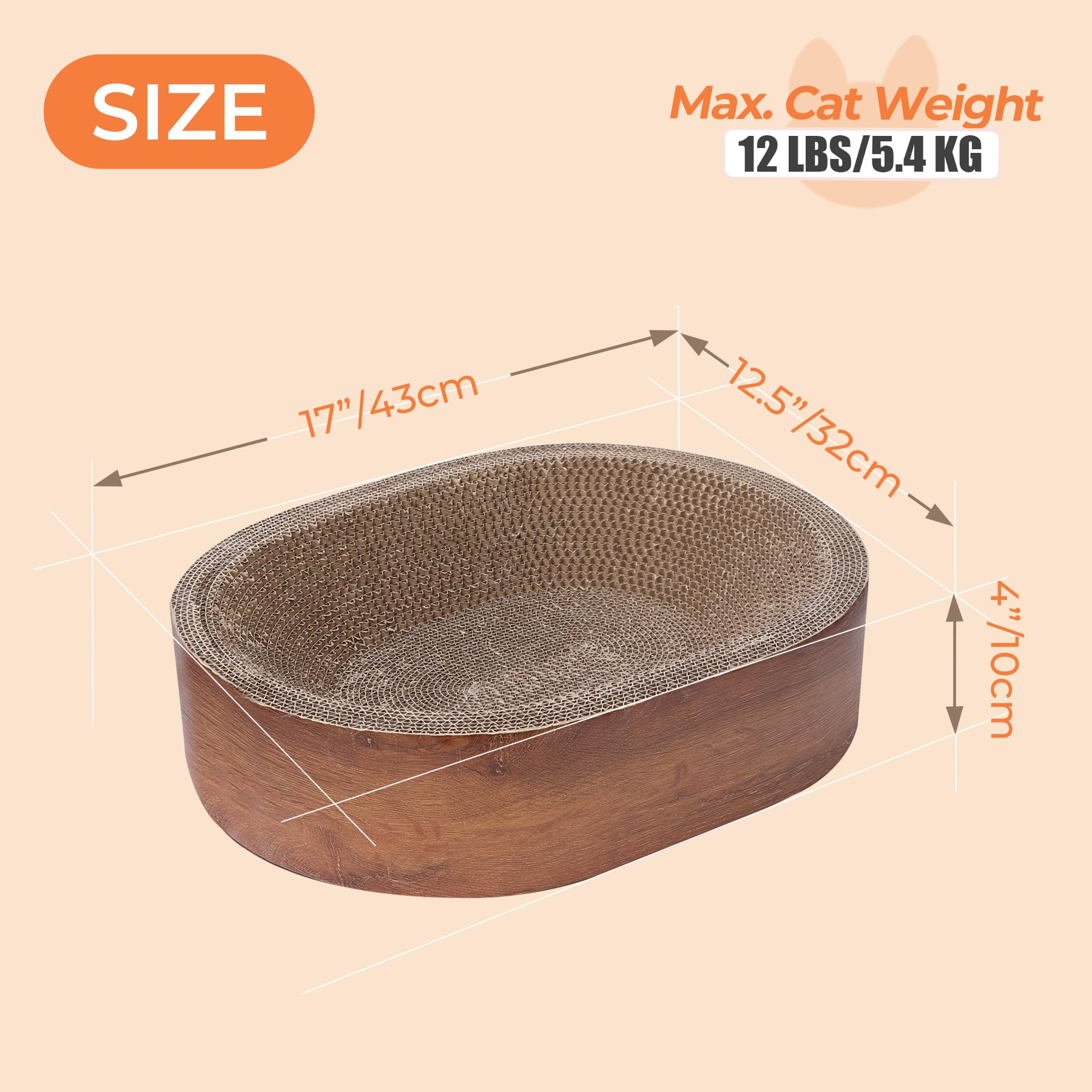 Comsaf Cat Scratcher Bed, Corrugated Cardboard Cat Scratch Bed Lounge Durable Long Lasting, Cat Scratch Pad Cat Scratching Board