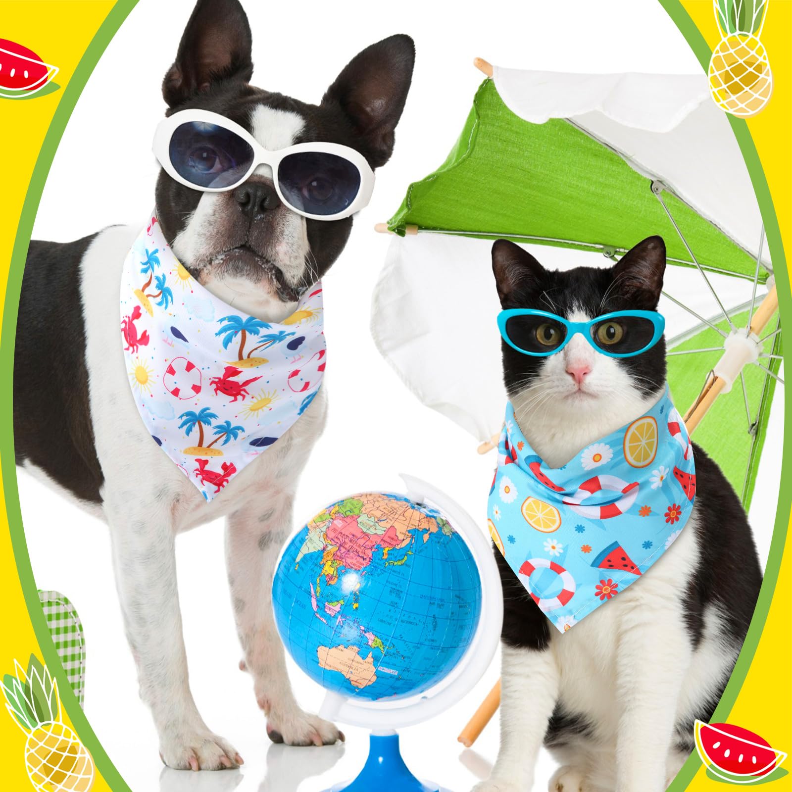 Sweetude 50 Pcs Dog Bandanas Bulk Summer Puppy Bandanas Dogs Triangle Scarf Kerchief Set Holiday Pet Costume Accessories