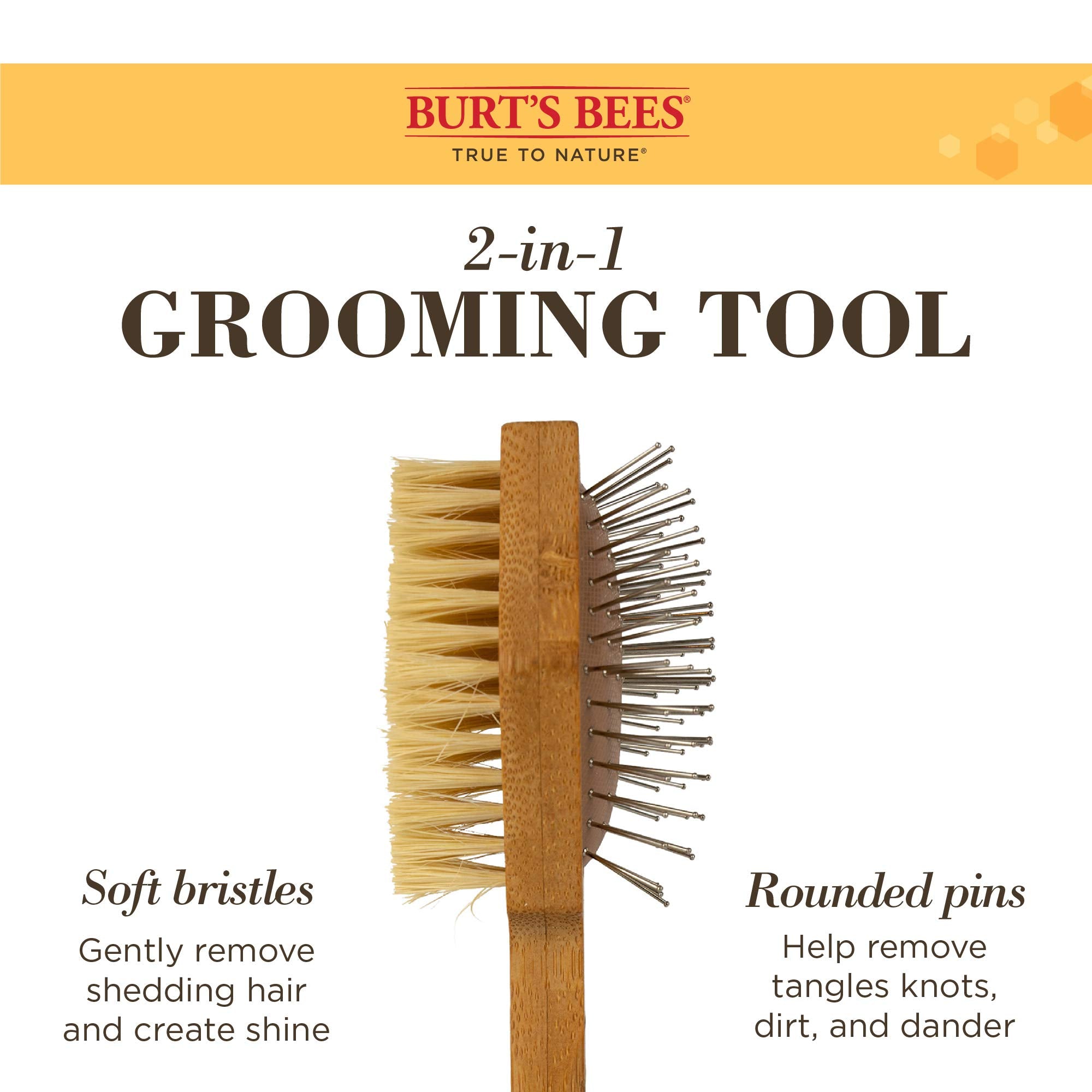 Burt'S Bees For Pets Double Sided Pin Brush & Hemp Bristle Dog Brush | Best All-Purpose Dog Brush To Reduce Shedding | Easy To U