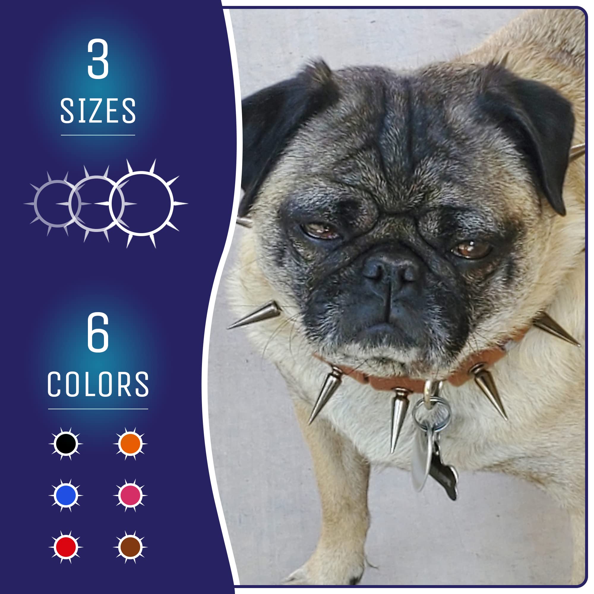 Coyotecollar Spiked Dog Collar - Brown Large Spike Collar For Dogs, Adjustable Spiked Collar, Studded Dog Spike Collar, And Coyo