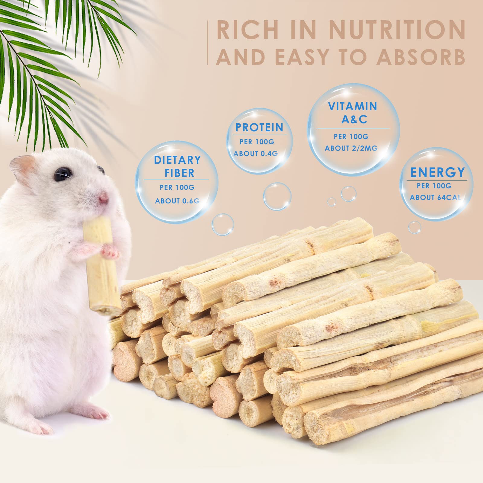 Bissap Sweet Bamboo Chew Sticks For Rabbits 1000G/2.2Ib, Bunny Chew Sticks For Rabbits Hamster Chinchilla Guinea Pigs Rabbit Sma