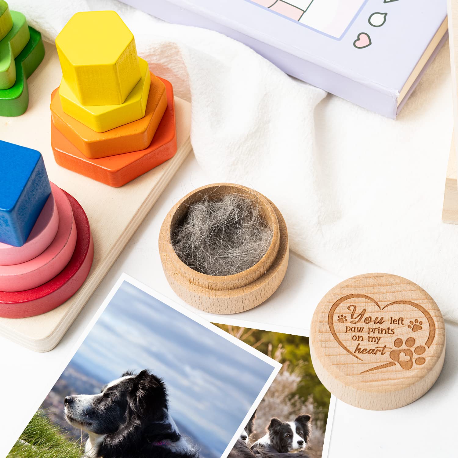 Cjiangpo Dog Memorial Keepsake Box, Wooden Pet Urns Memorial Gifts For Loss Of Dog Cat Hair Ashes Container Remembrance Pet Loss