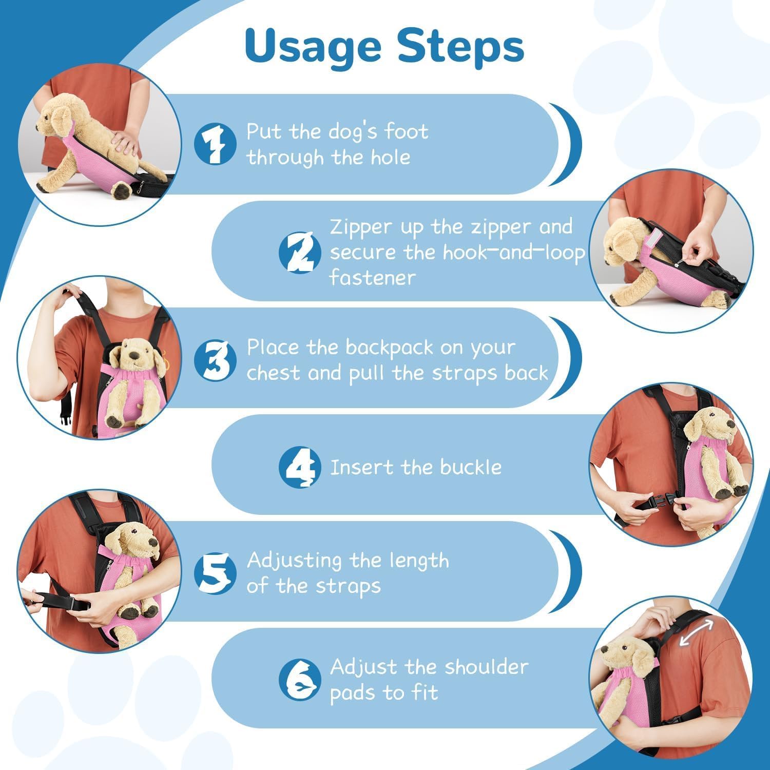 Yudodo Pet Dog Carrier Backpack Adjustable Dog Front Carrier, Legs Out Easy-Fit Dog Travel Backpack Carrier For Hiking Camping For Small Medium Dogs Cats And Rabbits (Small, Pink)