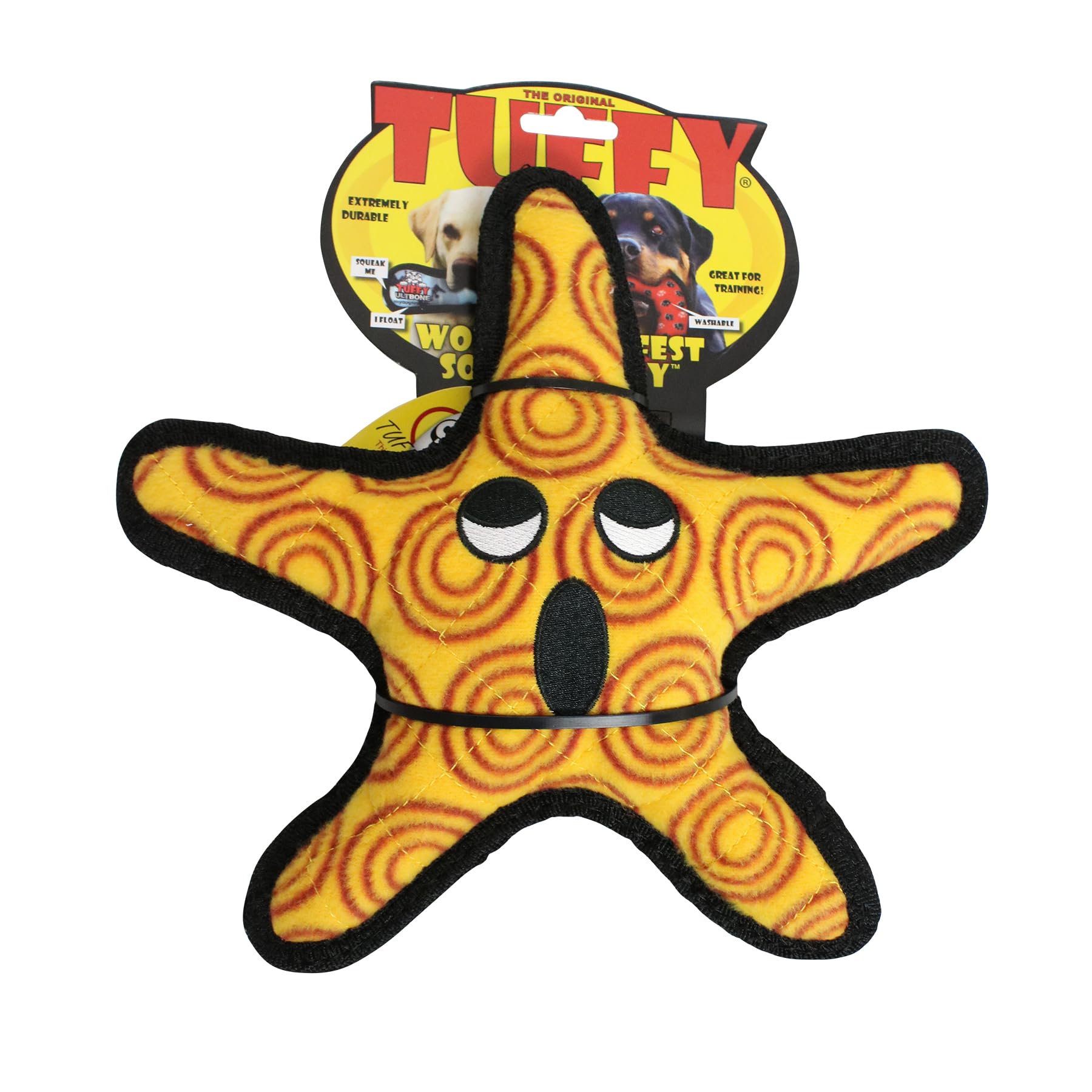 Tuffy - World'S Tuffest Soft Dog Toy - Ocean Starfish - Squeakers - Multiple Layers. Made Durable, Strong & Tough. Interactive Play (Tug, Toss & Fetch). Machine Washable & Floats