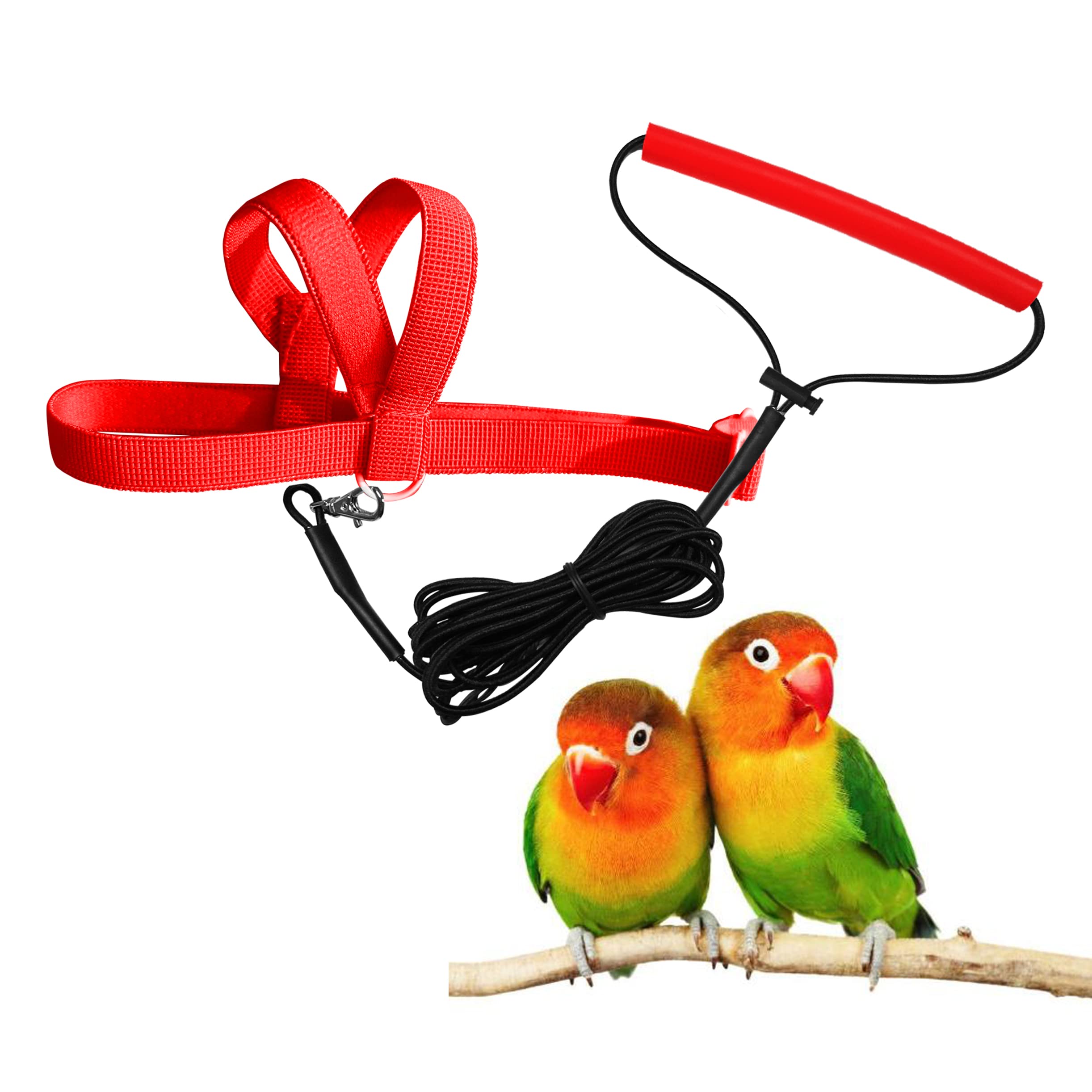 Vanfavori Adjustable Bird Harness With 80 Inch Leash, Xs Size For Peony Parrot Love Bird Weight 45-65 Grams With Outdoor Flying Training Rope, Red