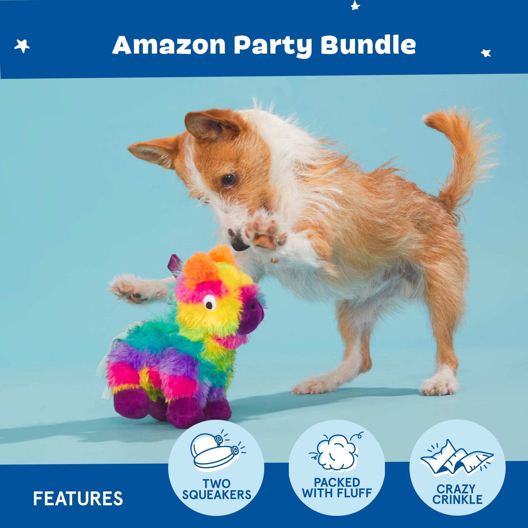Barkbox Fiesta Party Bundle - Squeaky Dog Toys - Plush Chew Toys - Puppy And Pet Toys For Small Dogs - Full O Fluff Pinata & Muy