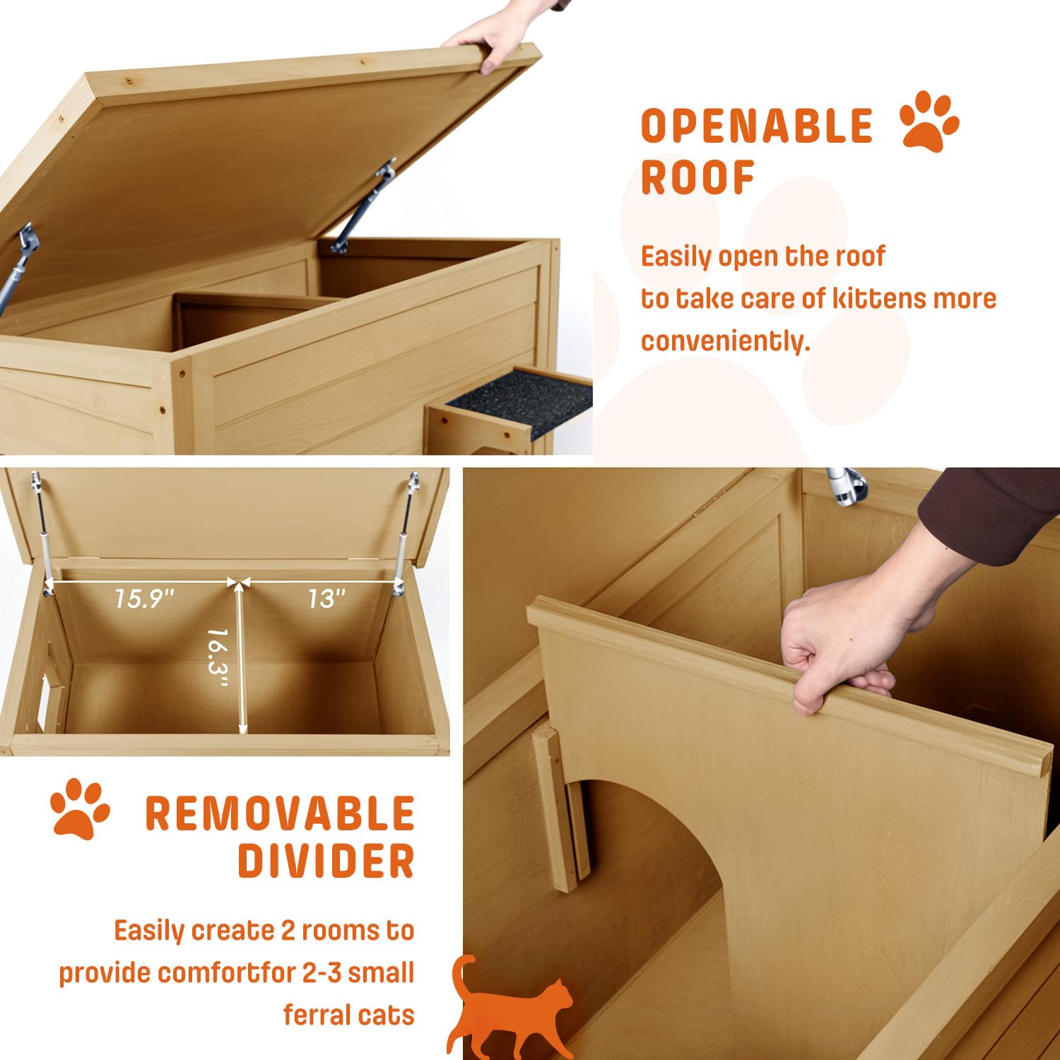 Briopaws Feral-Outdoor-Cat-House-Insulated | Outside-Cat-Shelter For Winter | Weatherproof | Large Wooden Pet House For Multiple