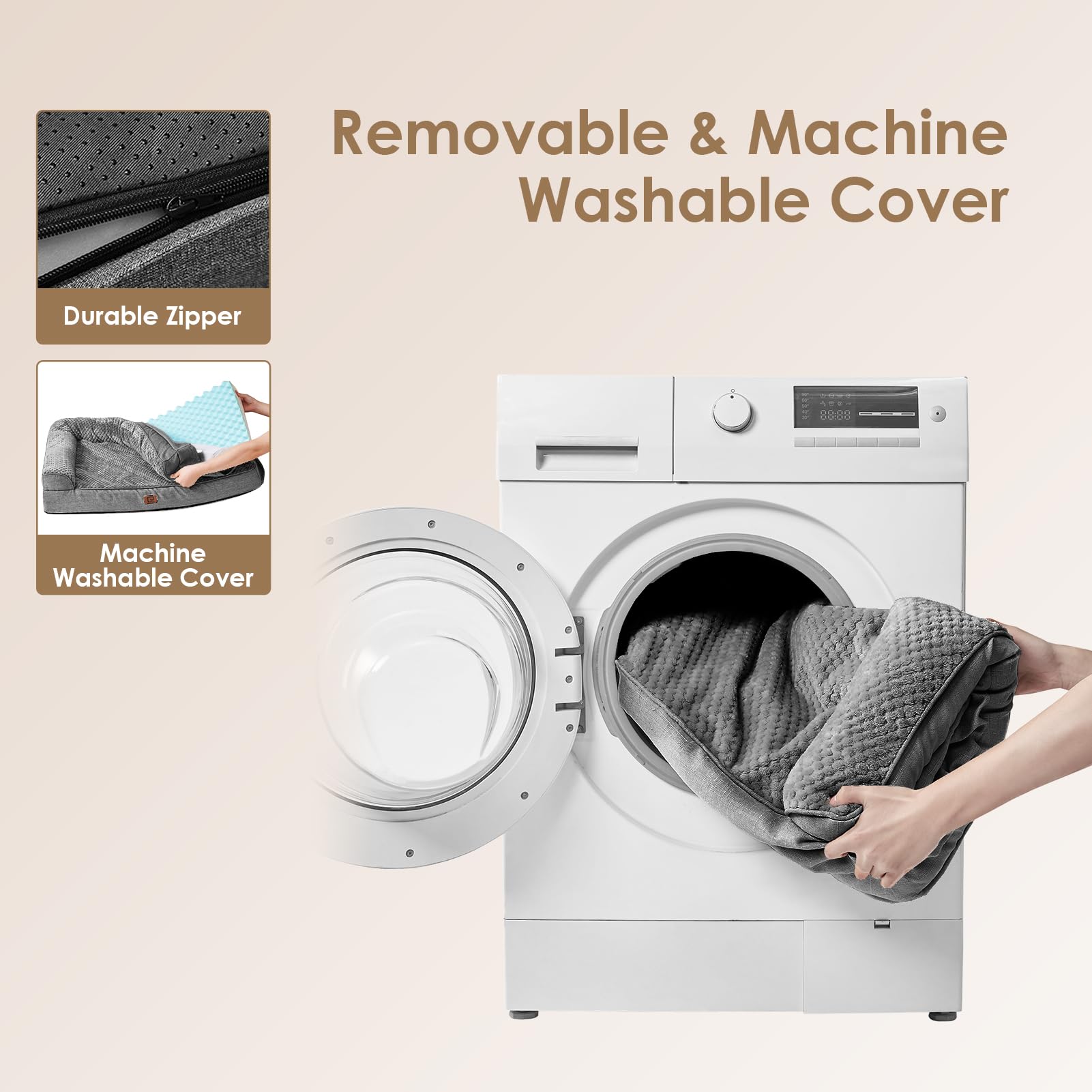 Eheyciga Memory Foam Dog Bed Medium Sized Dogs, Waterproof Dog Bed Orthopedic With Washable Removable Cover, Non-Slip Pet Bed Couch For Crate, 30X20X6 Inches, Dark Grey