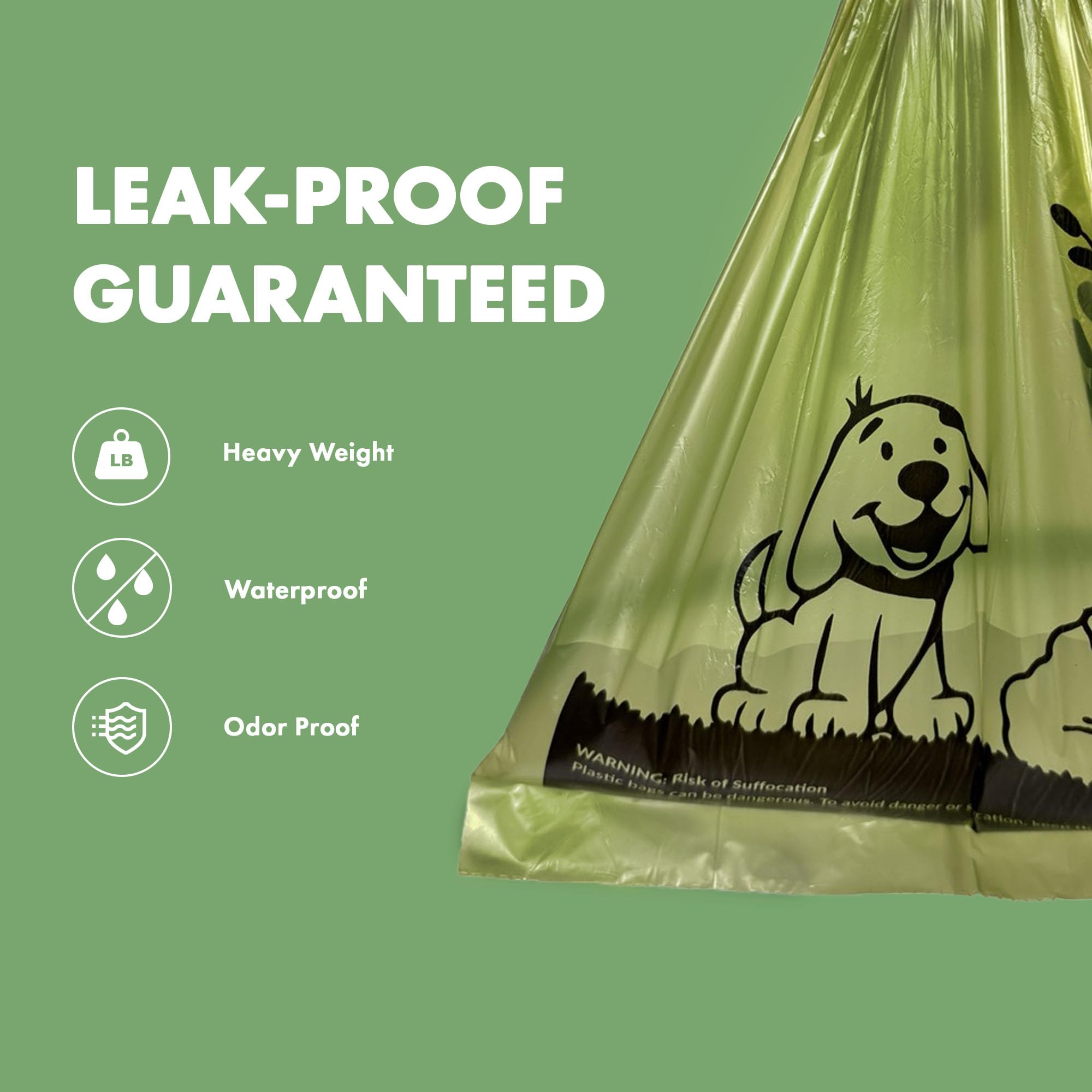 GORILLA SUPPLY Dog Poop Bags with Dispenser, 1000 Count, 9" x 12", Green, Durable Plastic