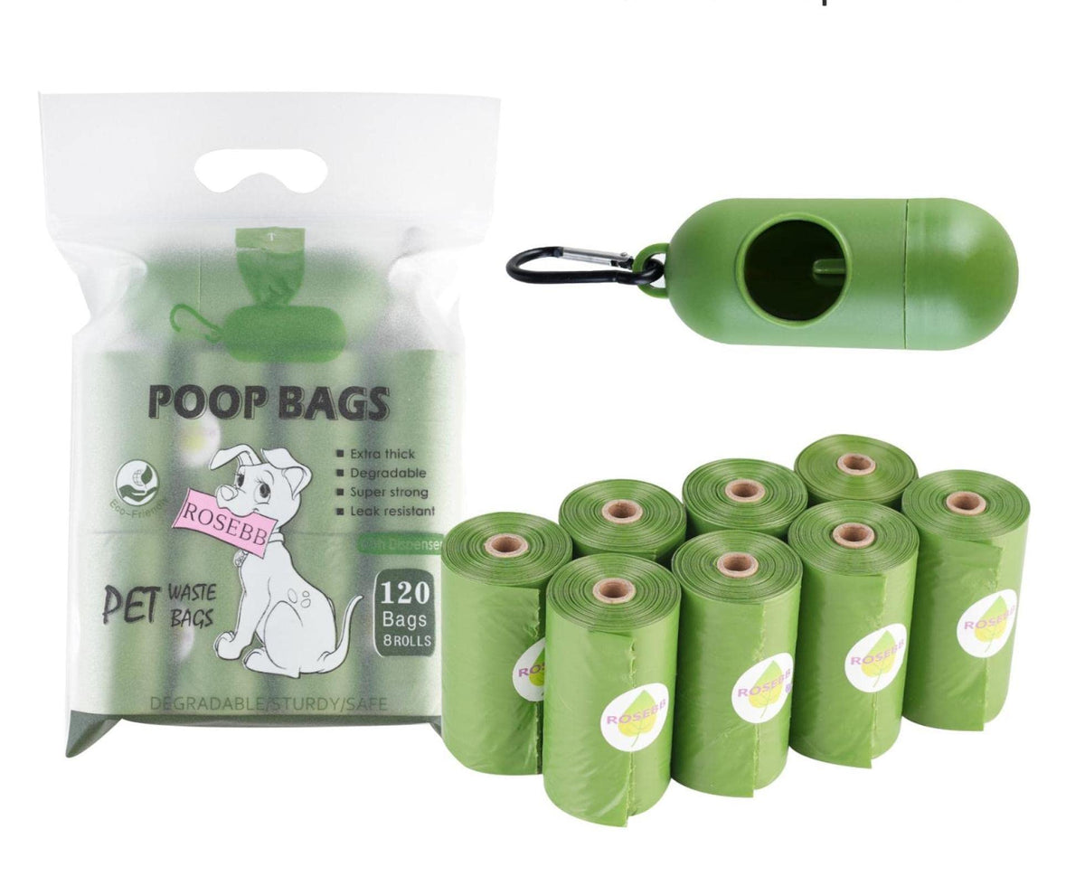 Rosebb Dog Poop Bags Rolls,Pet Waste Bags,Poop Bags For Dogs,Guaranteed Leak Proof And Extra Thick Dog Bags For Poop,120Count Doggy Poop Bags,9X13 Inches Doggie Poop Bags,Dog Poop Bag Dispenser
