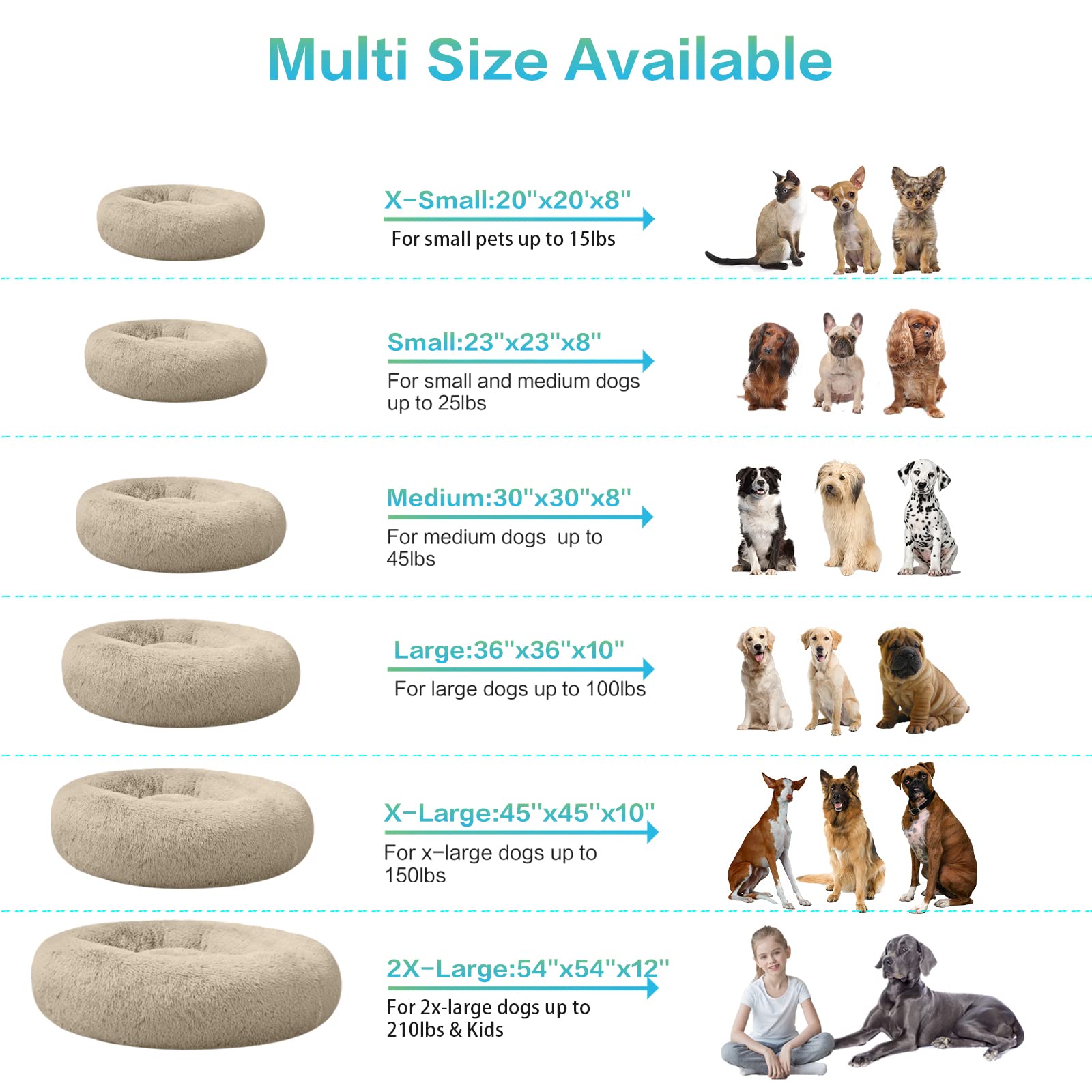 Savfox Plush Calming Dog Beds, Donut Dog Bed For Small Dogs, Medium, Large & X-Large, Comfy Cuddler Dog Bed And Cat Bed In Faux Fur, Washable Dog Bed, Multiple Sizes Xs-Xxl