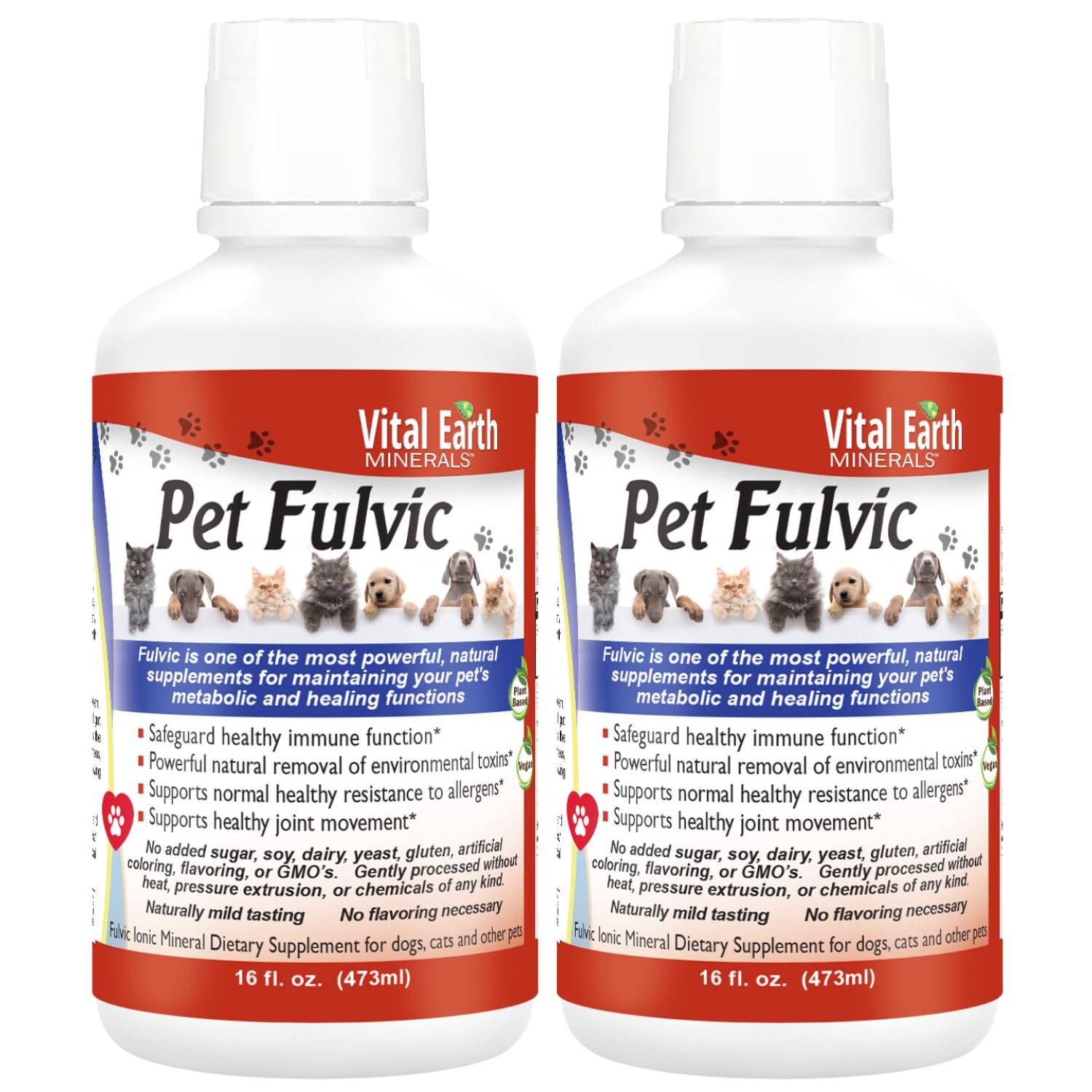 Vital Earth Minerals Pet Fulvic - Dog Allergy Relief, Joint Support Supplement 16 oz (Pack of 2)