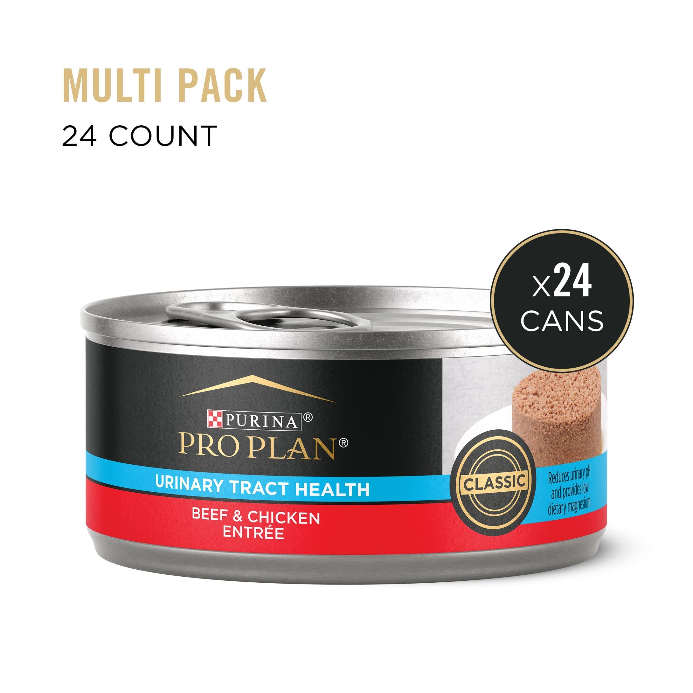 Purina Pro Plan Urinary Tract Health Beef and Chicken Entree Classic Cat Food - (24) 5.5 oz. Cans