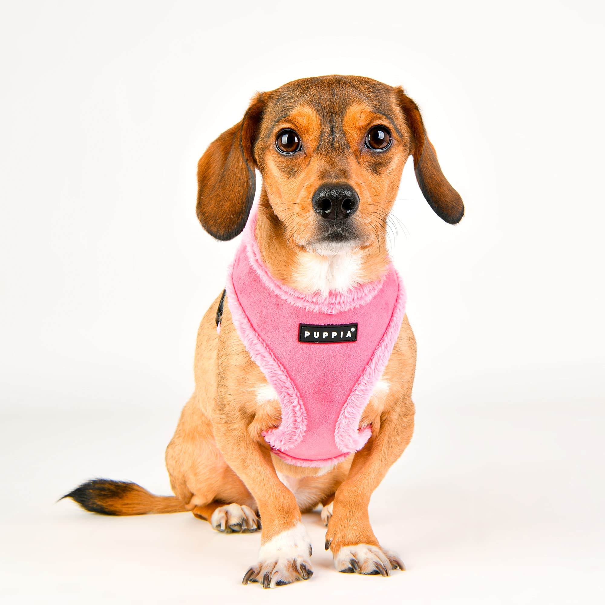 Puppia Terry Dog Harness Over-The-Head Winter Suede Warm No Choke No Pull Training Walking For Small And Medium Dog, Pink, X-Large