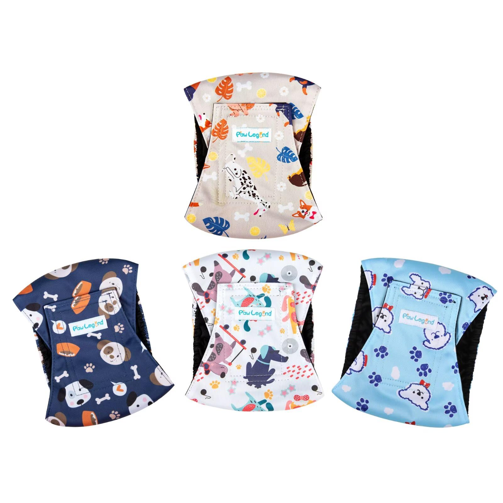 Paw Legend Washable Dogs Diapers Male Dog Belly Bands for Male Dogs Diapers Reusable Puppy & Doggie Diapers Male (4 Pack, Small)