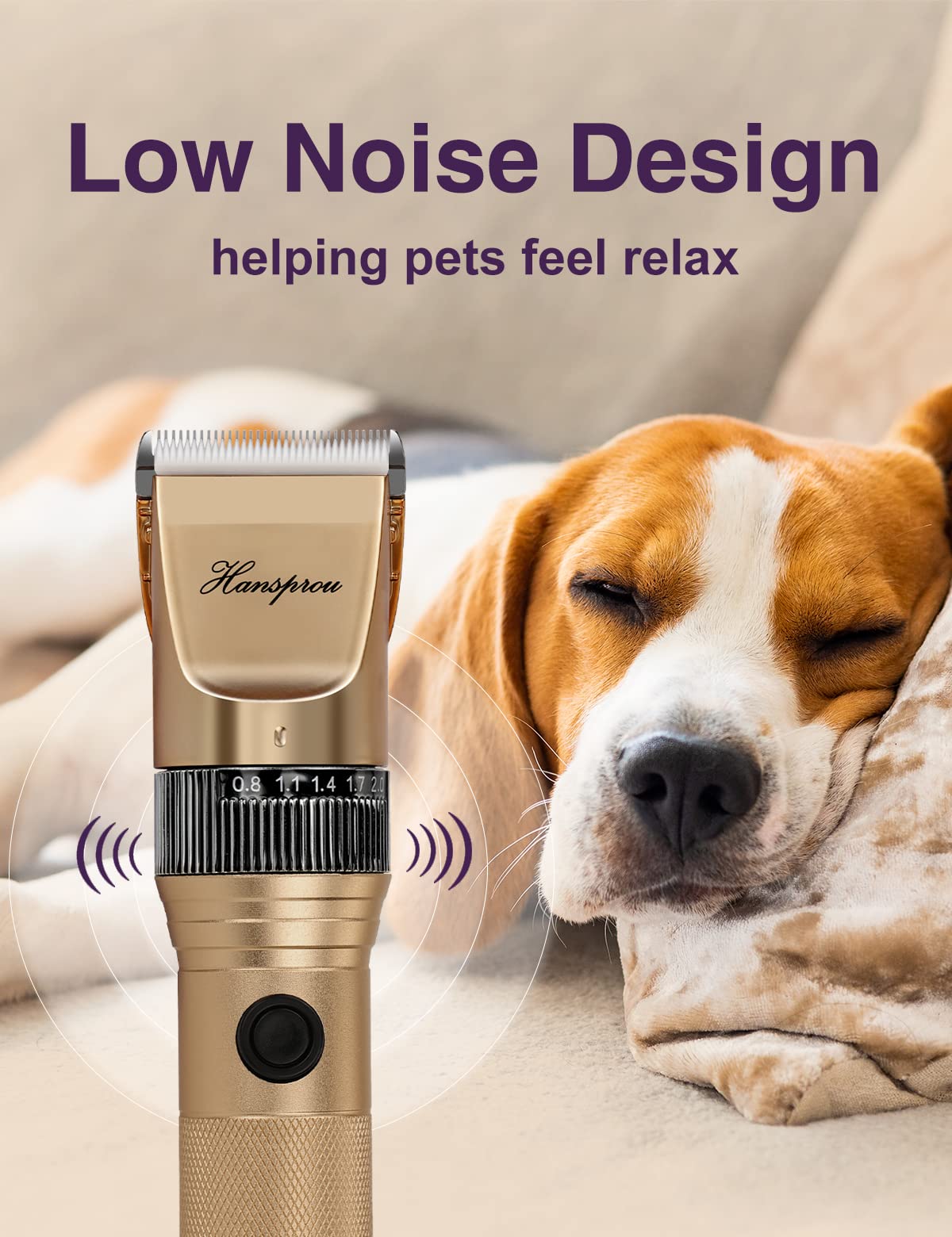 Hansprou Dog Grooming Clippers, Professional Dog Clipper For Thick Coat 12V Plug-In Pet Trimmer High Power Pet Clippers Low Noise With Guard Combs Brush For Dogs Cats And Other Animal