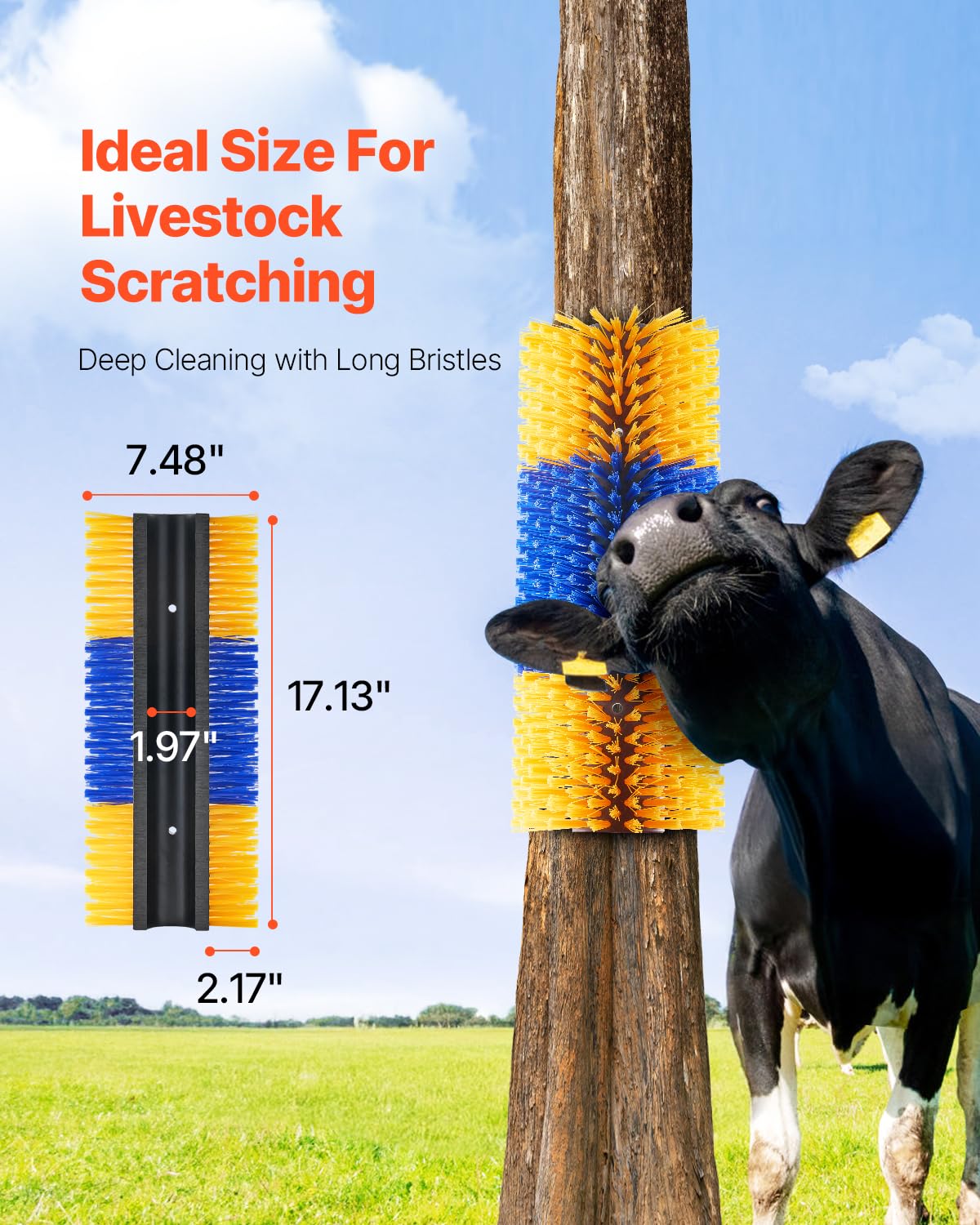 VEVOR Livestock Scratching Brush, 3 Pcs Horse Brush with 6 Screws, 17.1 x 7.5 in Cow Scratcher, for Back Itch Relief & Keep Clea