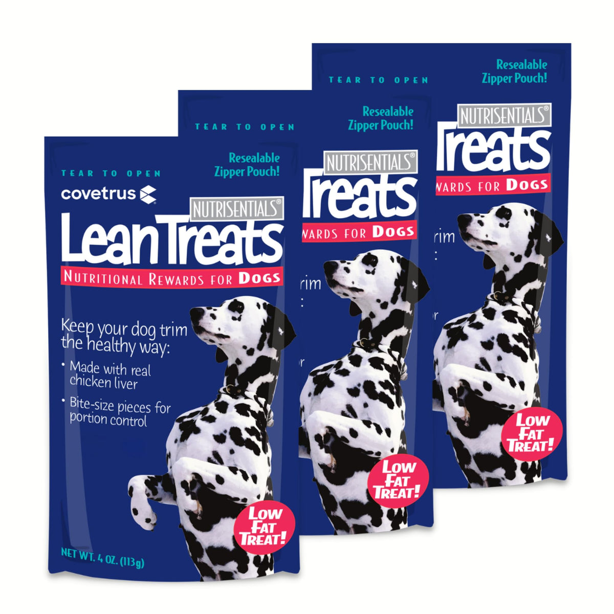 Covetrus Nutrisential Lean Treats For Dogs - Soft Dog Treats For Small, Medium & Large Dogs - Nutritional Low Fat Bite Size K9 Treats - Chicken Flavor - 3 Pack - 4Oz