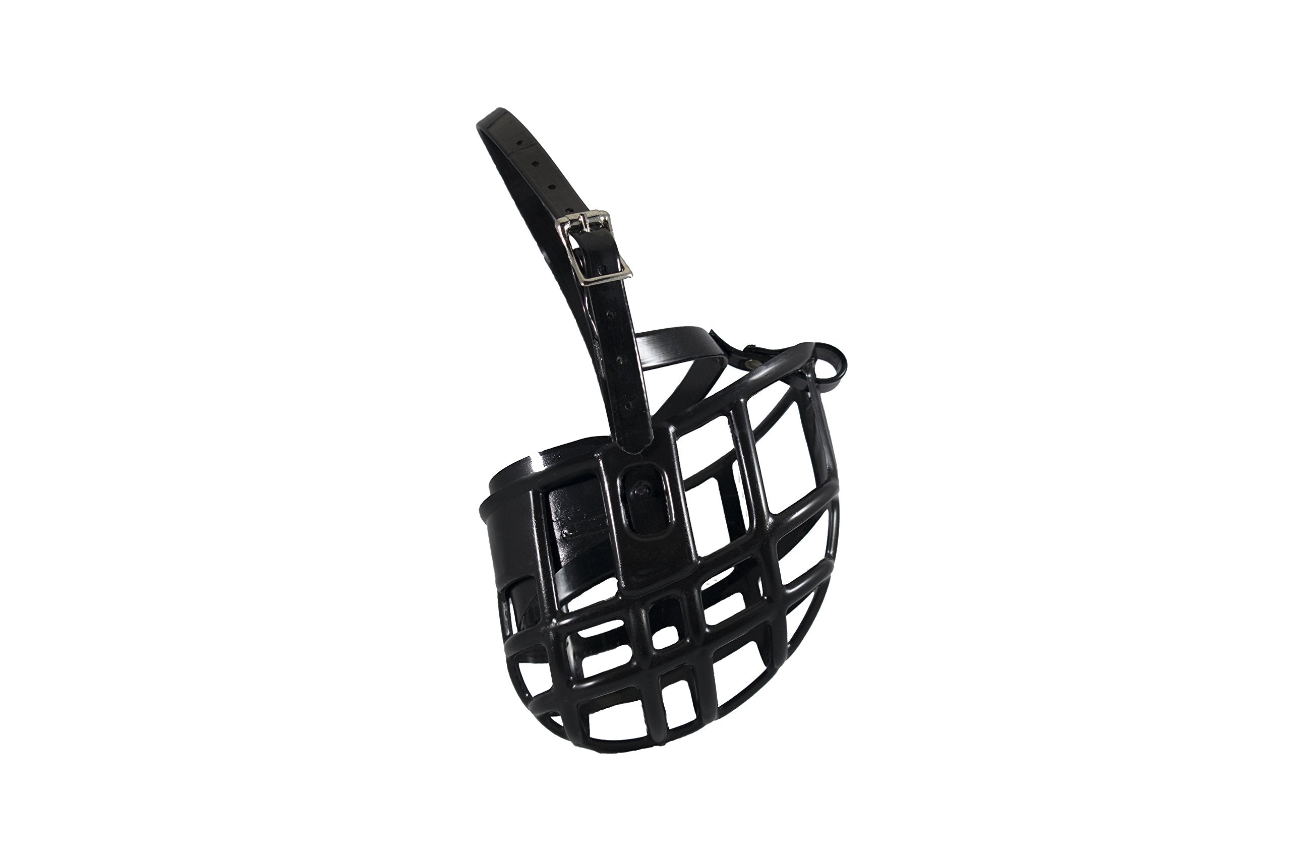 Birdwell Enterprises - Plastic Dog Muzzle With Adjustable Plastic Coated Nylon Headstall - Made In The Usa - (Large, Black)