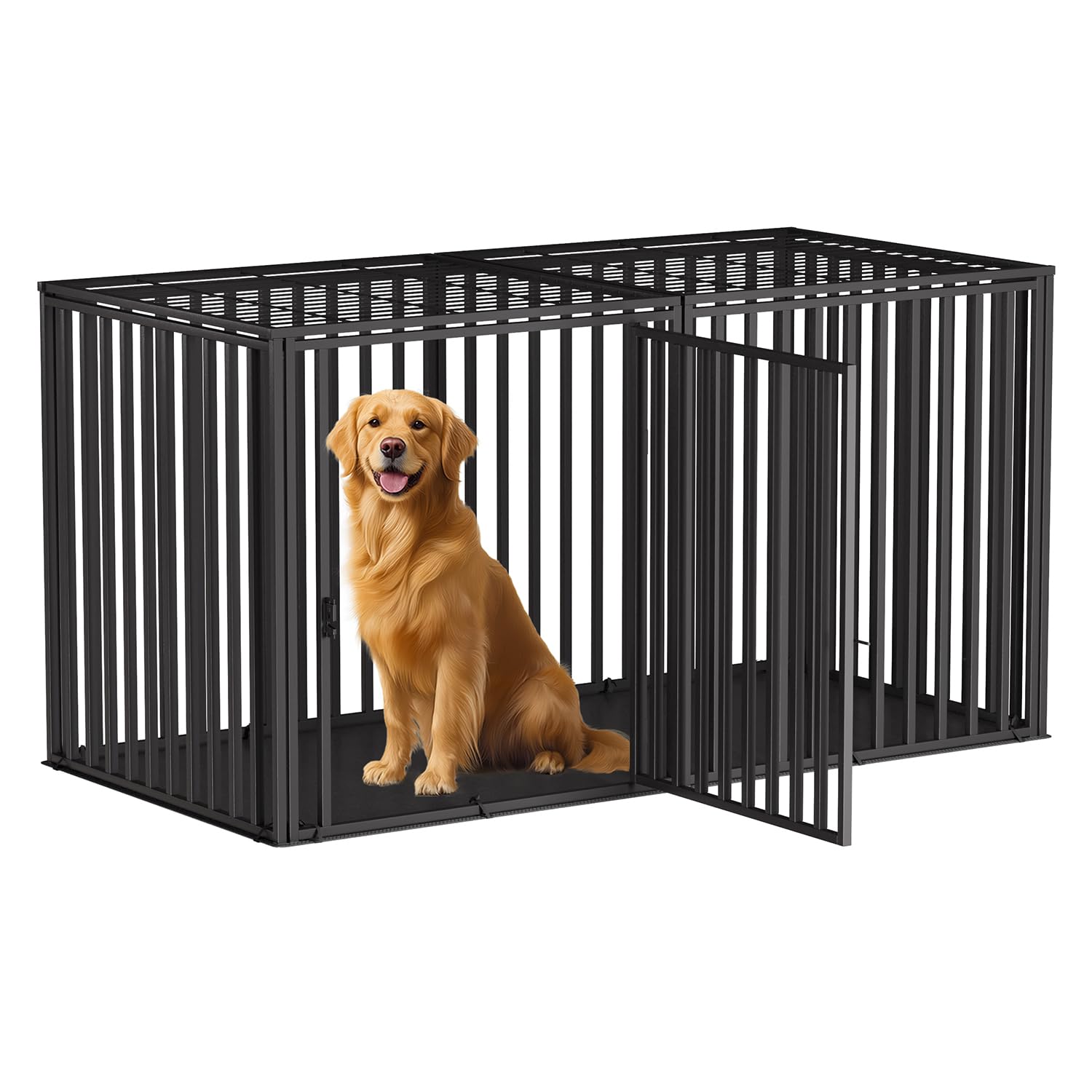 LURIVA Steel Tube Heavy Large Dog Crate with Mat Base, 55  L x 32  H Dog Crates for Medium Large Dogs, Big Dog Cage, Dog Kennel,