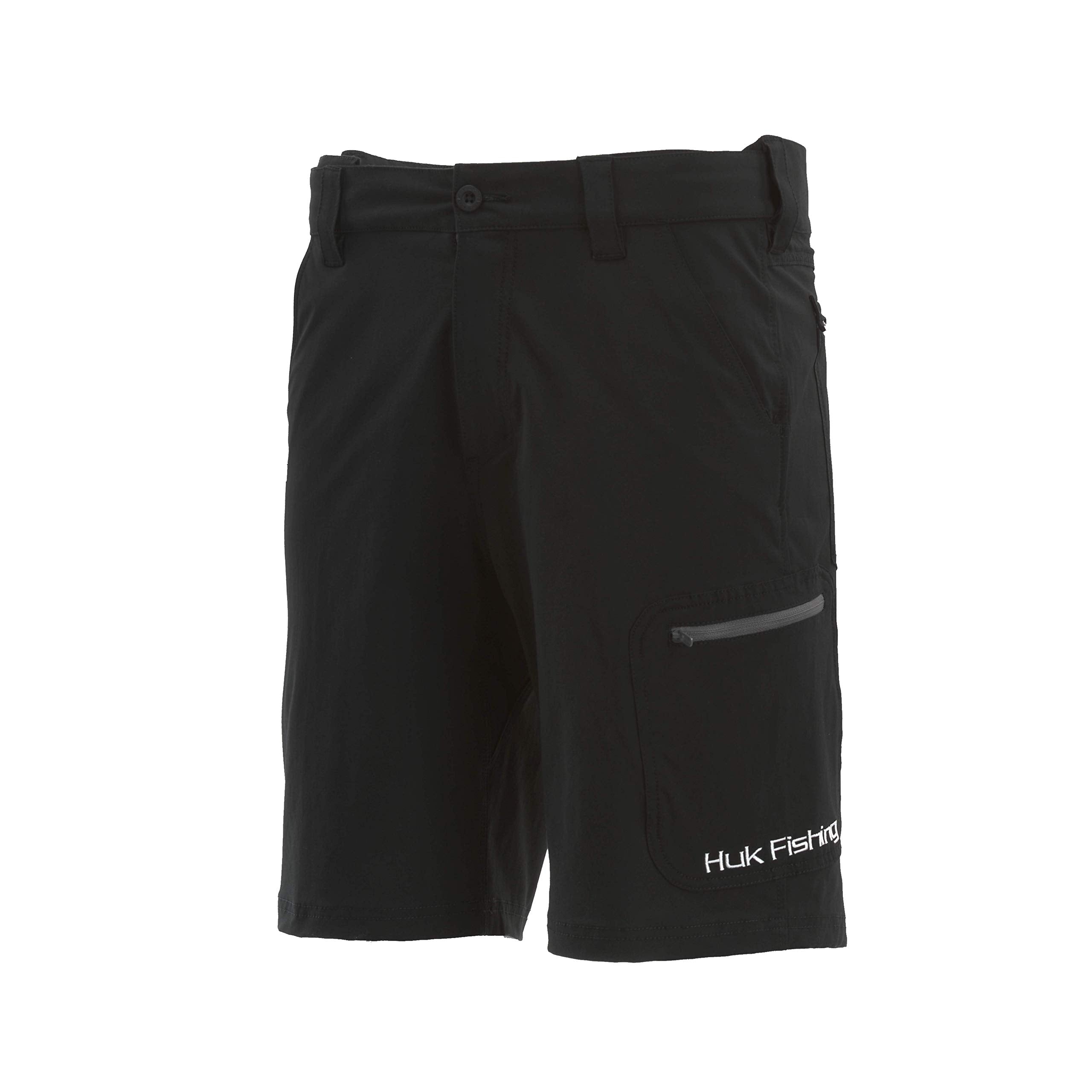 Huk Mens Standard Next Level Quick-Drying Performance Fishing Shorts, Black-105, Large