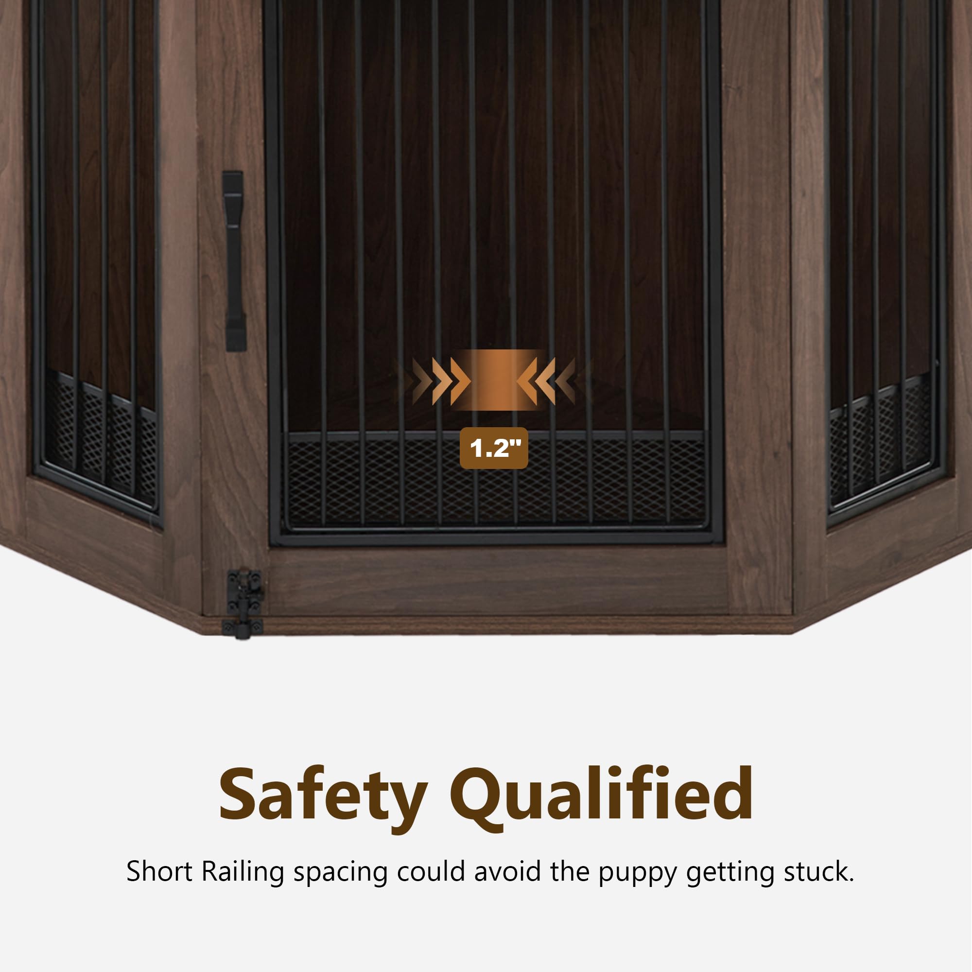 MCombo Small Corner Dog Crate Furniture with Glass Shelves, Wooden Dog Kennel Furniture with Door, Pet Crate Indoor Use, CN17 (B