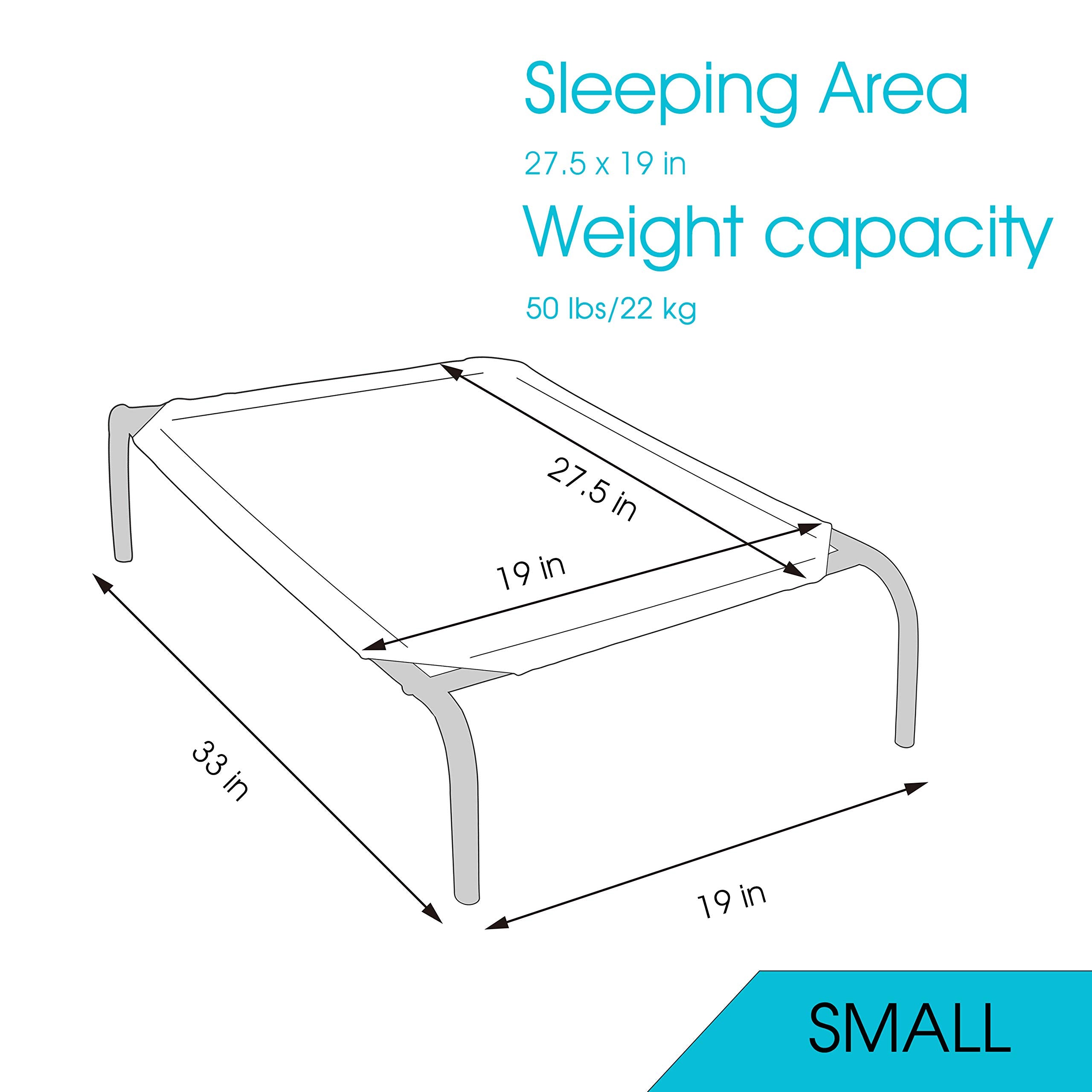 Phyex Heavy Duty Steel-Framed Portable Elevated Pet Bed, Elevated Cooling Pet Cot, 33' L X 19' W X 7.5' H(S, Brown)