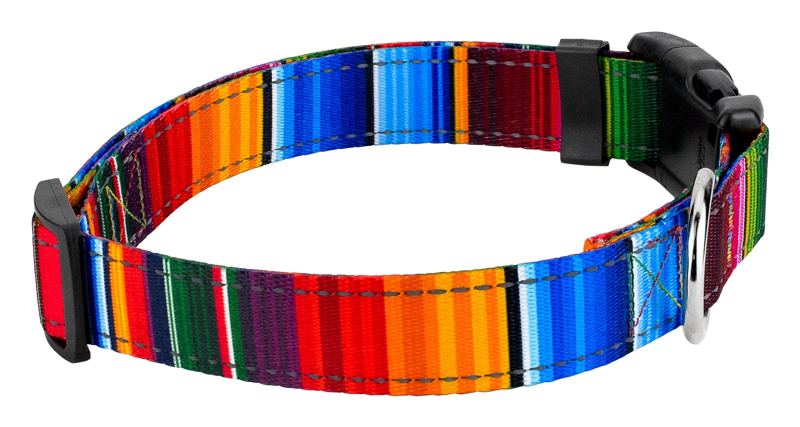 Country Brook Petz - Deluxe Serape Reflective Dog Collar Featuring Night Safe Designs (1 Inch, Medium)