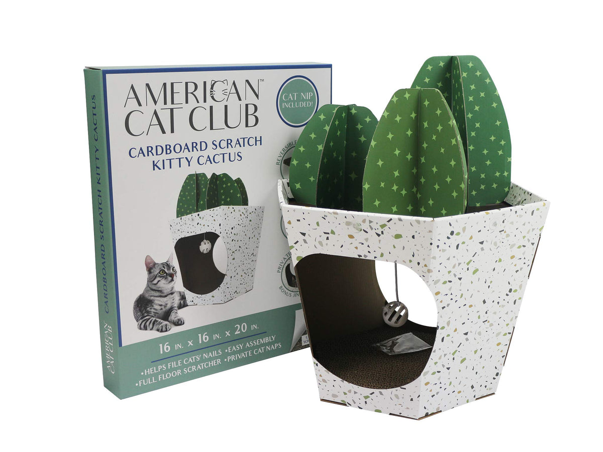 American Cat Club Cat House With Scratcher & Catnip Included - Cactus Den
