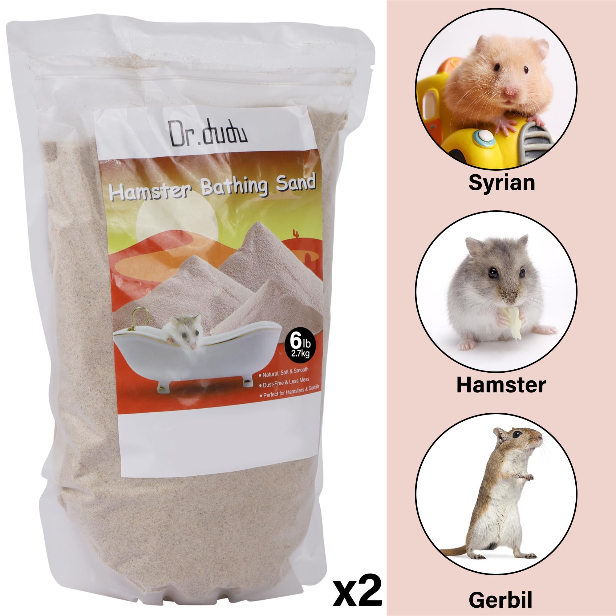 Dr.Dudu Hamster Bath Sand, 12Lb Dust Free Desert Sand Or Potty Litter Sand For Hamster Chinchillas Gerbil Syrian Mice Small Anim