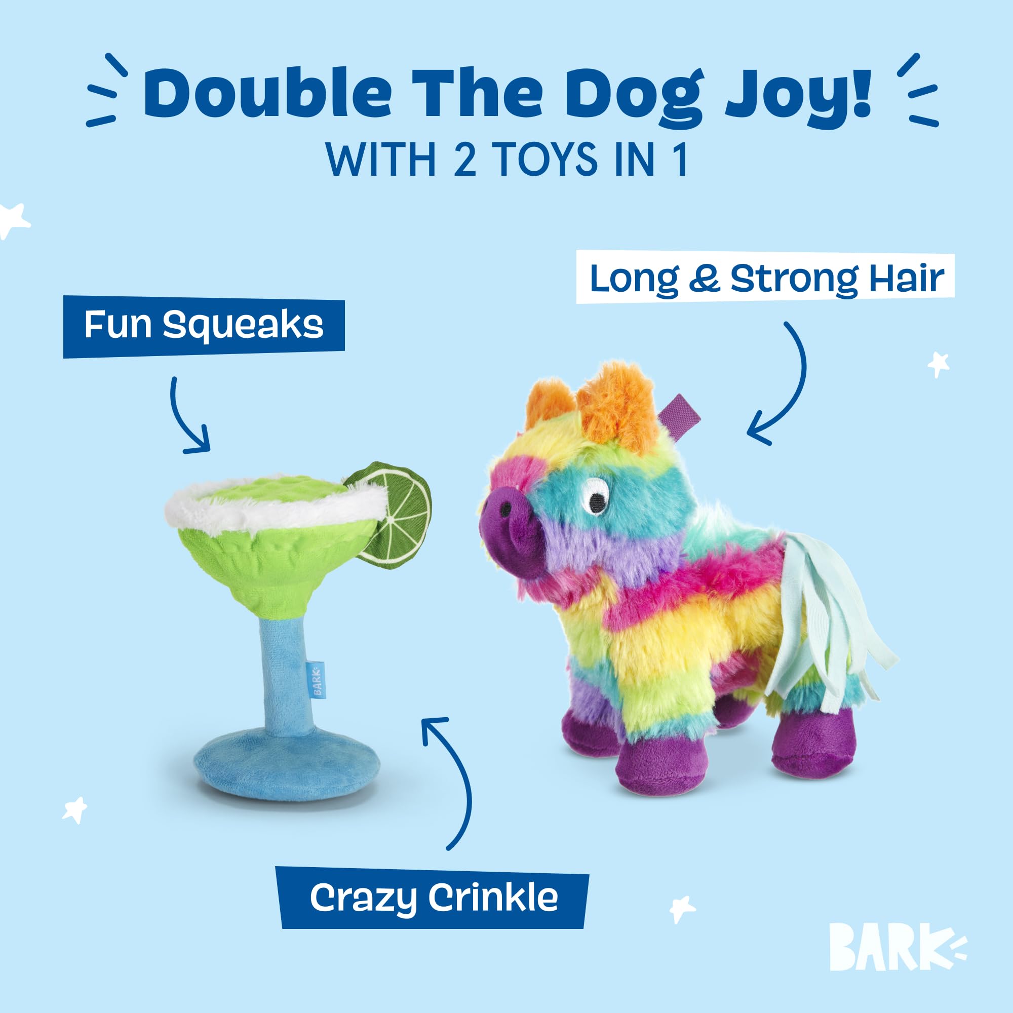 Barkbox Fiesta Party Bundle - Squeaky Dog Toys - Plush Chew Toys - Puppy And Pet Toys For Small Dogs - Full O Fluff Pinata & Muy