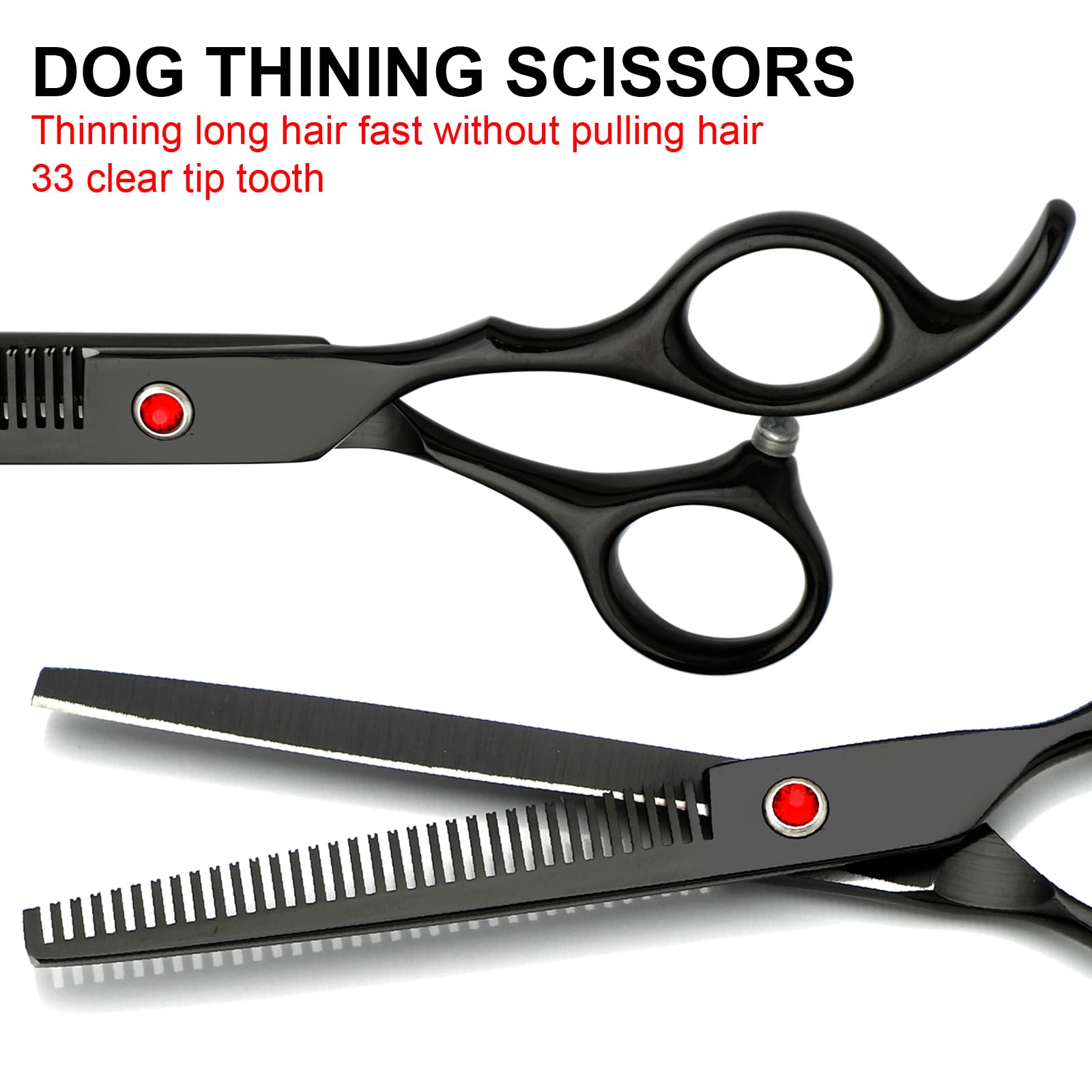 Faigeo Professional Dog Grooming Scissors Set Stainless Steel Dog Grooming Kit - Thinning, Curved Scissors And Comb For Dog Cat