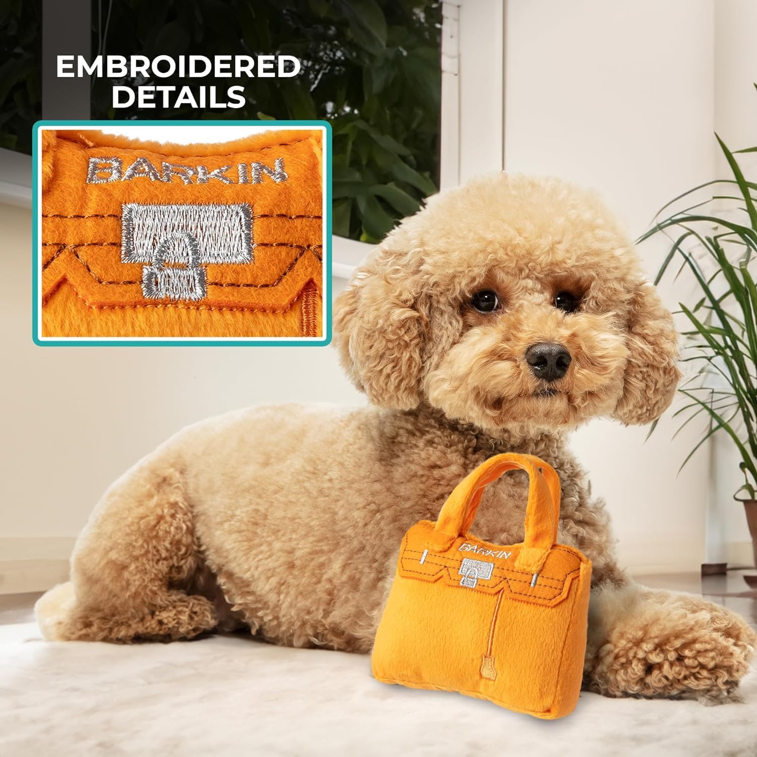 Haute Diggity Dog Barkin Bag, Plush Designer Dog Toys With Interactive Squeaker, Stimulating Pet Enrichment, Machine-Washable &