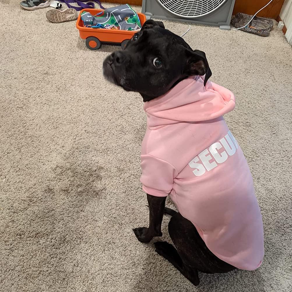 Bingpet Security Dog Hoodies Puppy Sweater Cold Weather Dog Coats Soft Brushed Fleece Pet Clothes Hooded Sweatshirt For Dog Cat Pink Xl