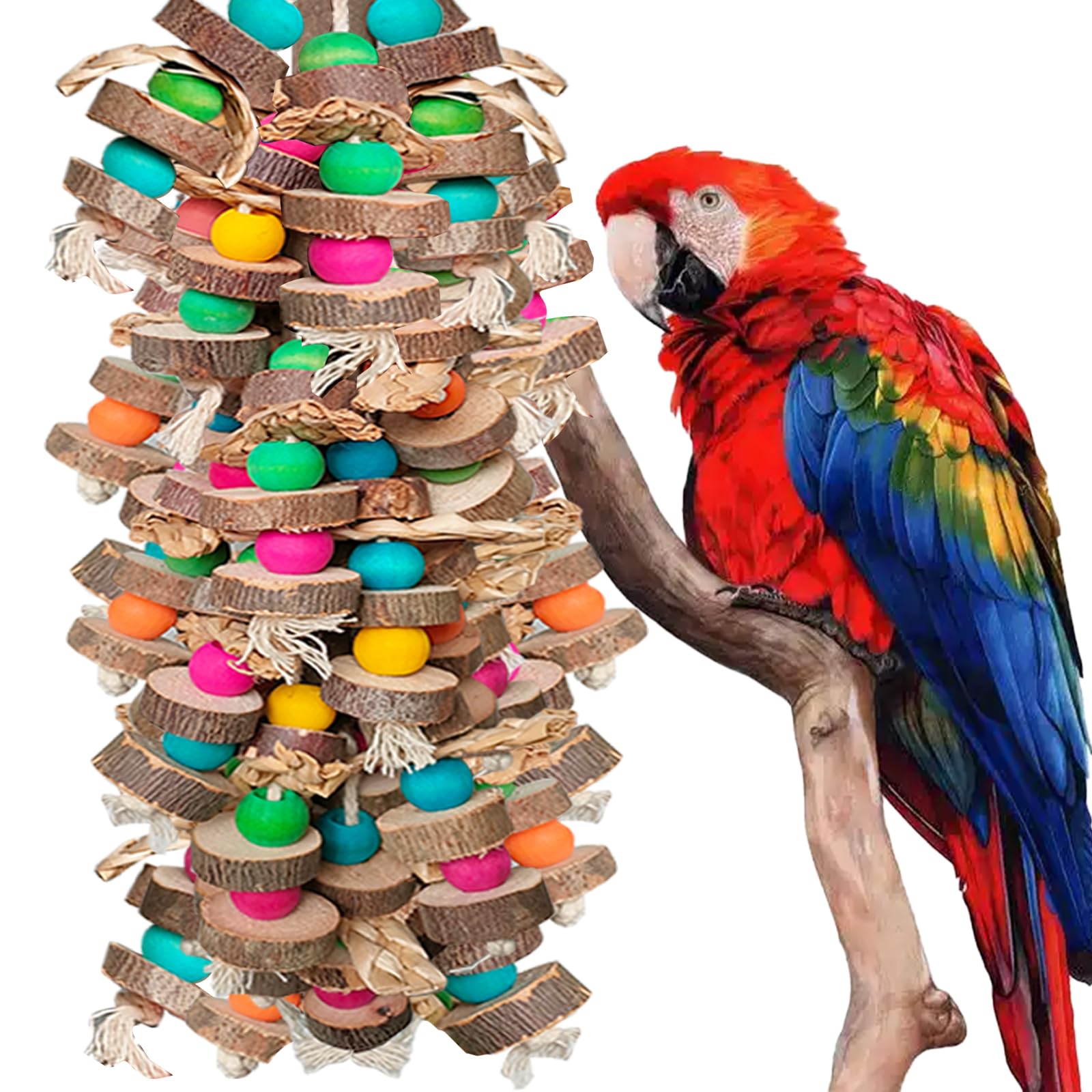 Wqy Groceryshop Parrot Toys For Large Birds, Multicolored Wooden Blocks Bird Chewing Toy Parrot Cage Bite Toy Or Macaws Cokatoos