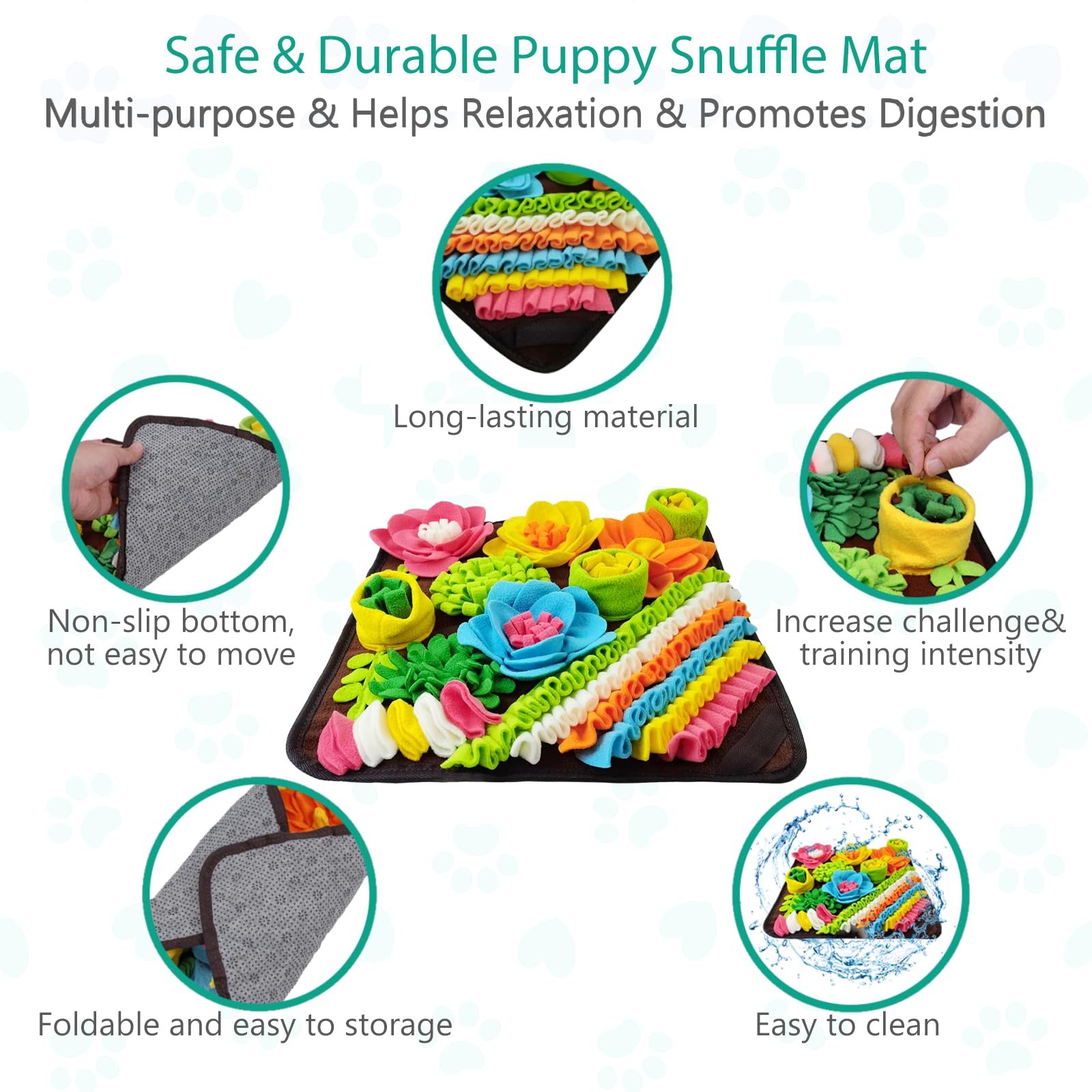 Oria Snuffle Mat For Dogs, Interactive Sniff Mat For Slow Eating And Keep Busy, Nosework Feeding Mat, Dog Puzzle Toy For Boredom