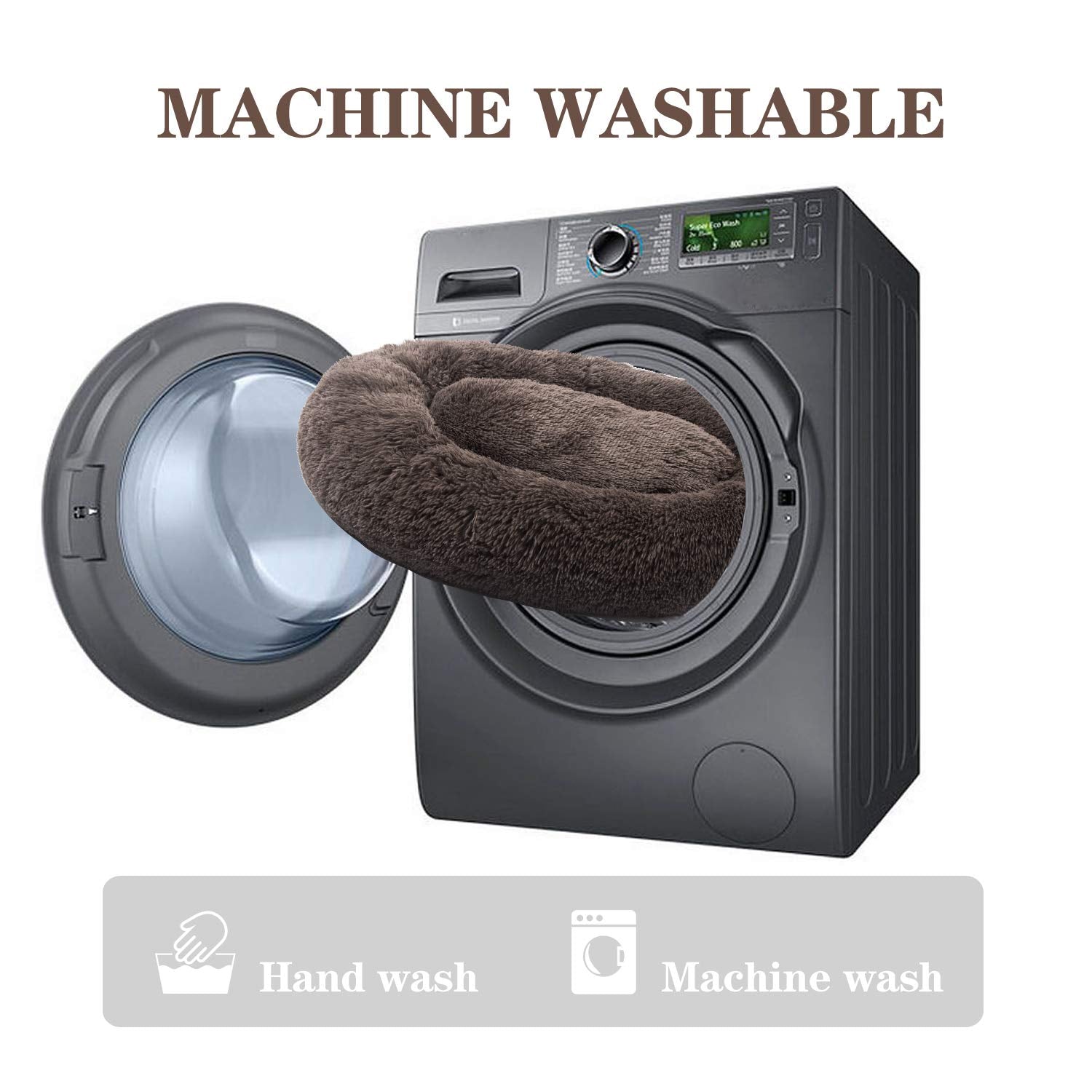 Mfox Calming Dog Bed (L) For Medium And Large Dogs Comfortable Pet Bed Faux Fur Donut Cuddler Up To 25Lbs