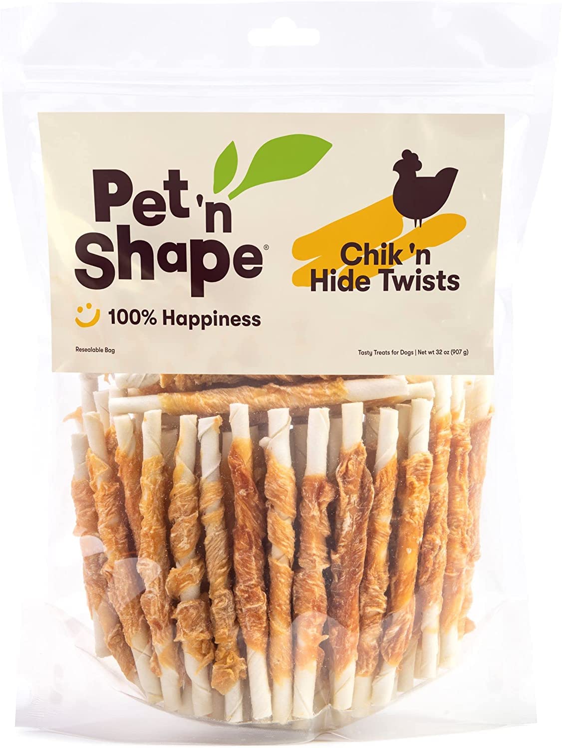 Pet n Shape Hide Twists - Chicken Wrapped Rawhide Dog Treats - Small Twist - 2 Pounds