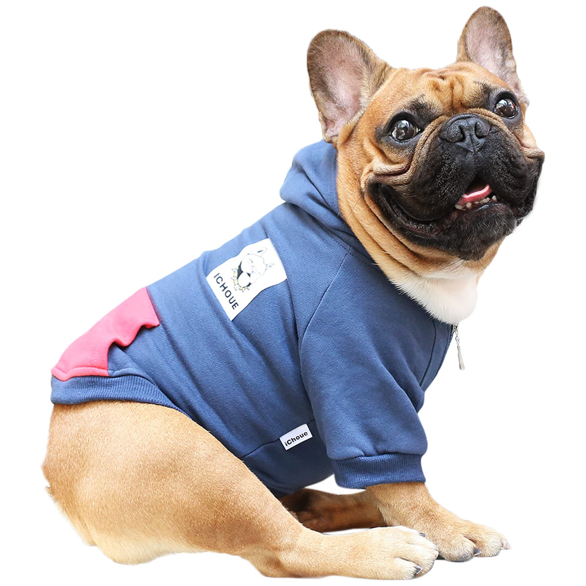 Ichoue French Bulldog Frenchie Clothes Hoodies For Dogs Pug English Boston Terrier Bully Pitbull Corgi Sweatshirt Sweater Clothing - Navy/Xlarge