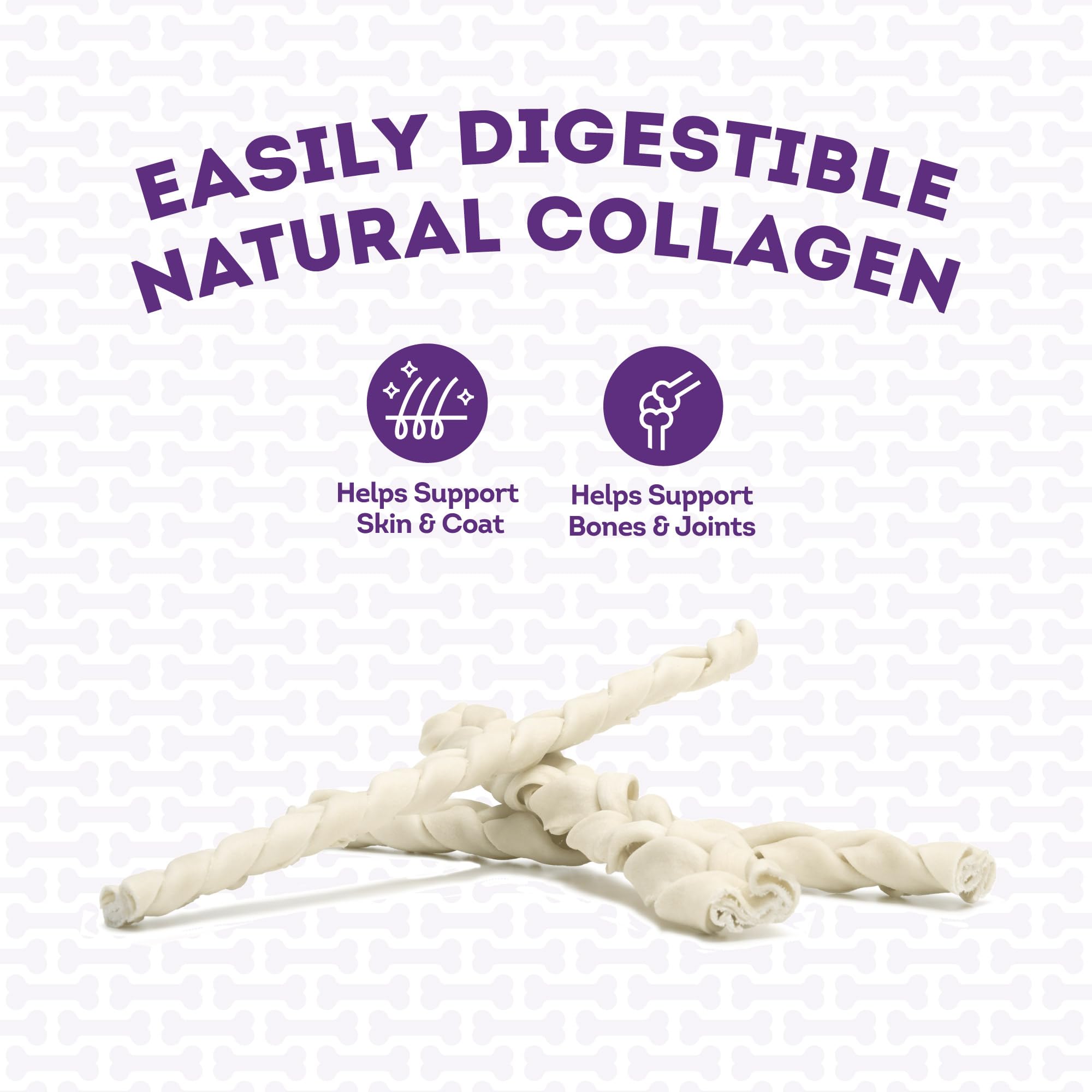 Treatly USA Collagen Braids 12-13 Dog Chew Treats - Natural Flavor, 3 Count/1 Pack