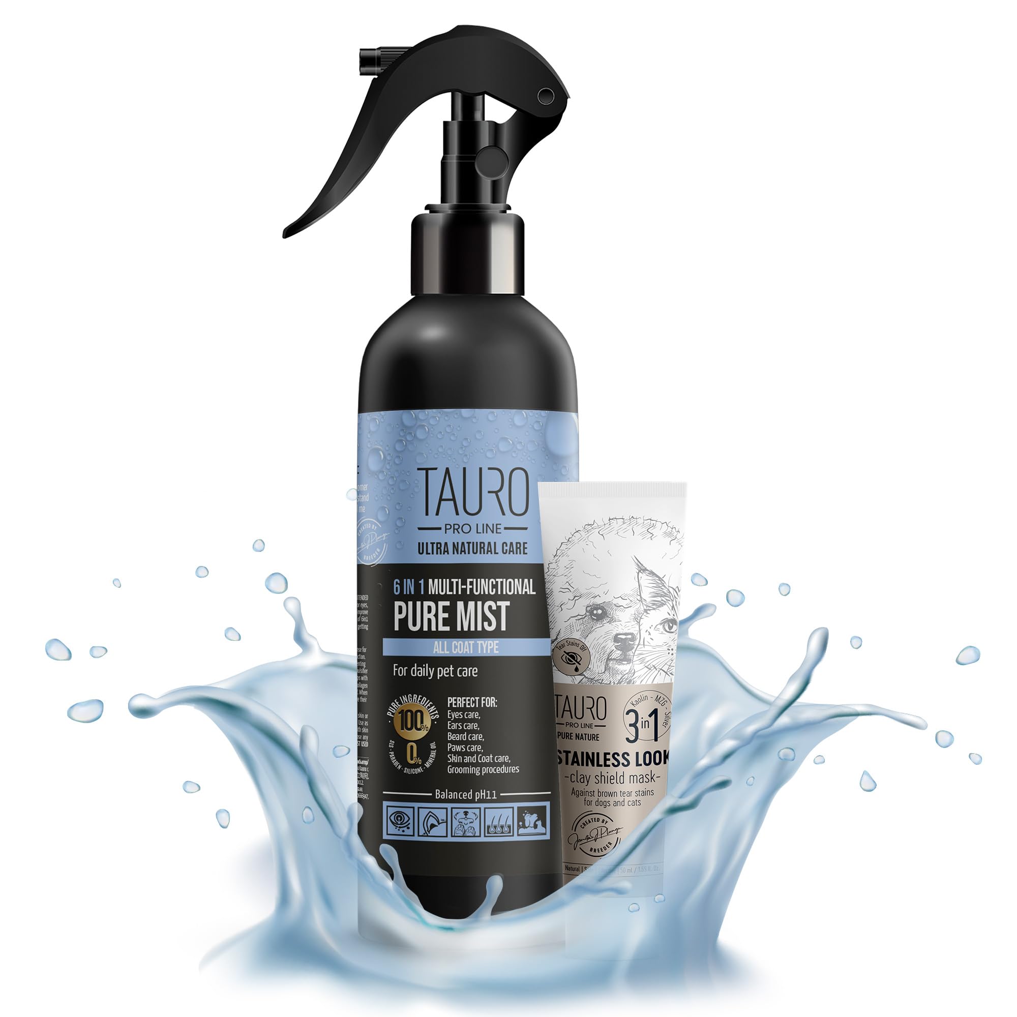 Tauro Proline Ultra Natural Care 6In1 Multi-Functional Pure Mist Professional Pets Eyes Ears And Coat Groom Spray, 250Ml
