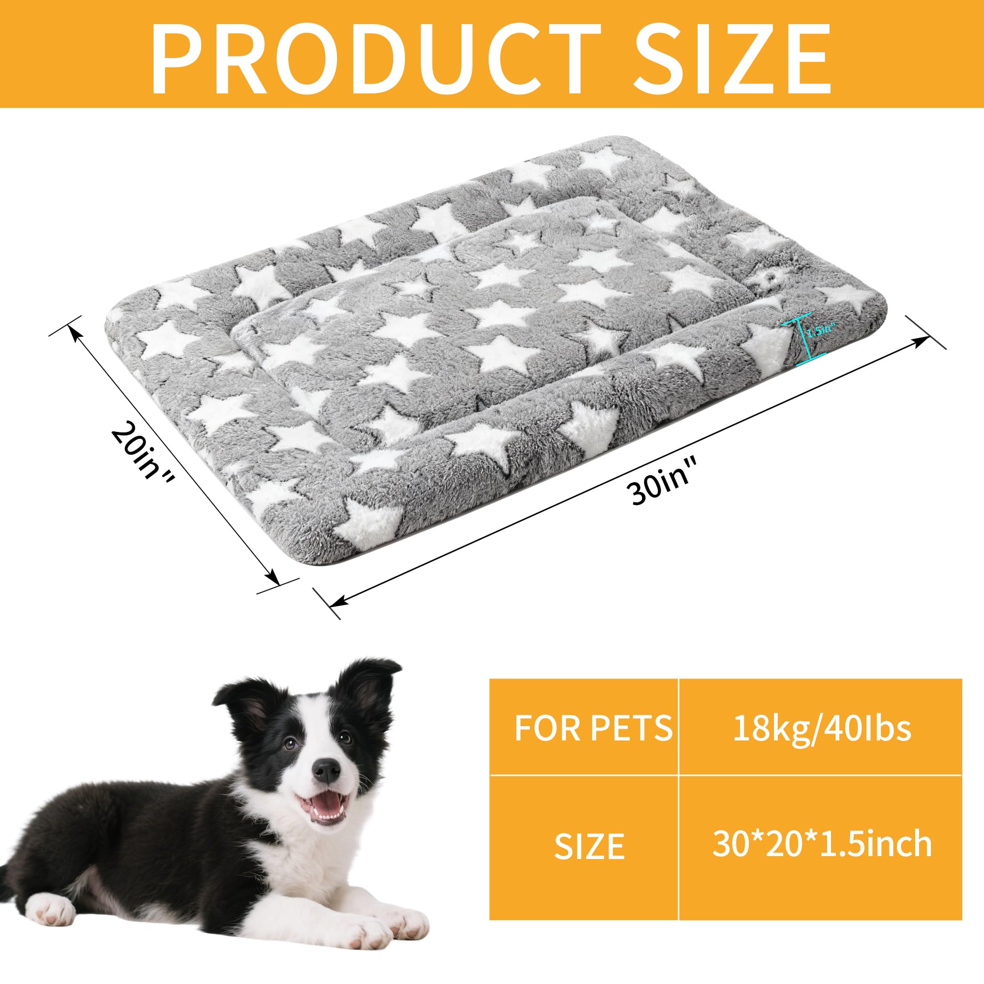 Dog Bed Mat, Reversible Crate Pads for Small/Medium/Large Dogs & Cats Sleeping, Portable & Soft, Dog Beds Crate Pad (Grey, M(30*